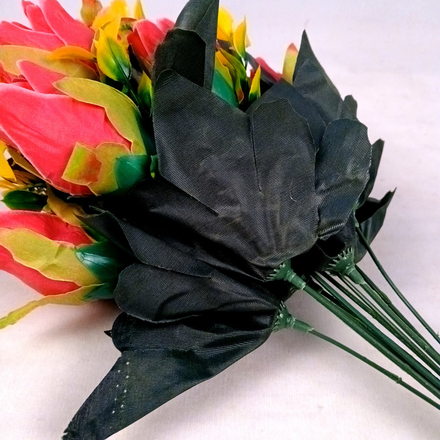 Artificial Flowers Rose Sticks | Faux Flowers Bunch / Bouquet - for Home Decor, Living Room, Office & Festivals Decoration (Vase Not Included) - 15 Inch - Apkamart #Colour_Pink