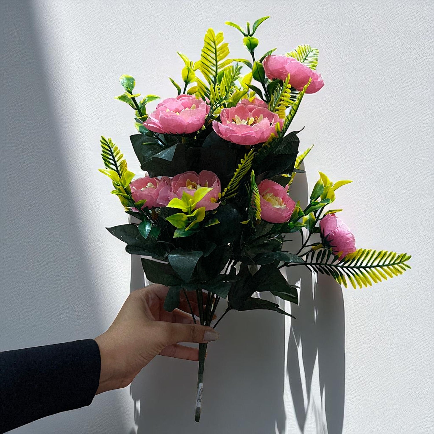 Artificial Flowers Rose Buoquet For Pot | Faux Flower Sticks - for Home Decor, Living Room, Office & Festivals Decoration (Vase Not Included) - 17 Inch - Apkamart #Colour_Pink