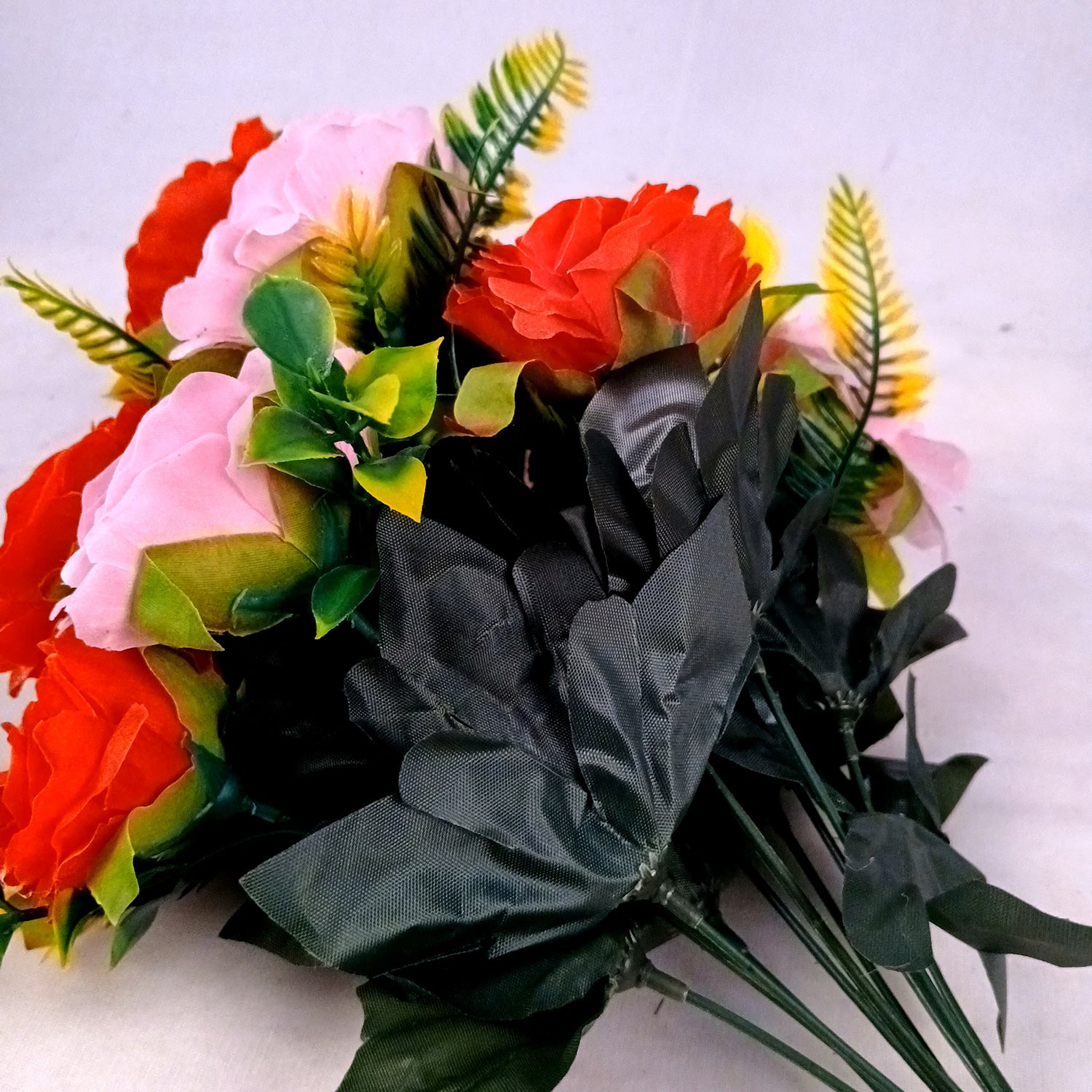 Artificial Flowers Rose Bunches for Vase Pot | Faux Flowers Stem - for Home Decor, Living Room, Office & Festivals Decoration (Vase Not Included) - 16 Inch - Apkamart #Style_Design 1