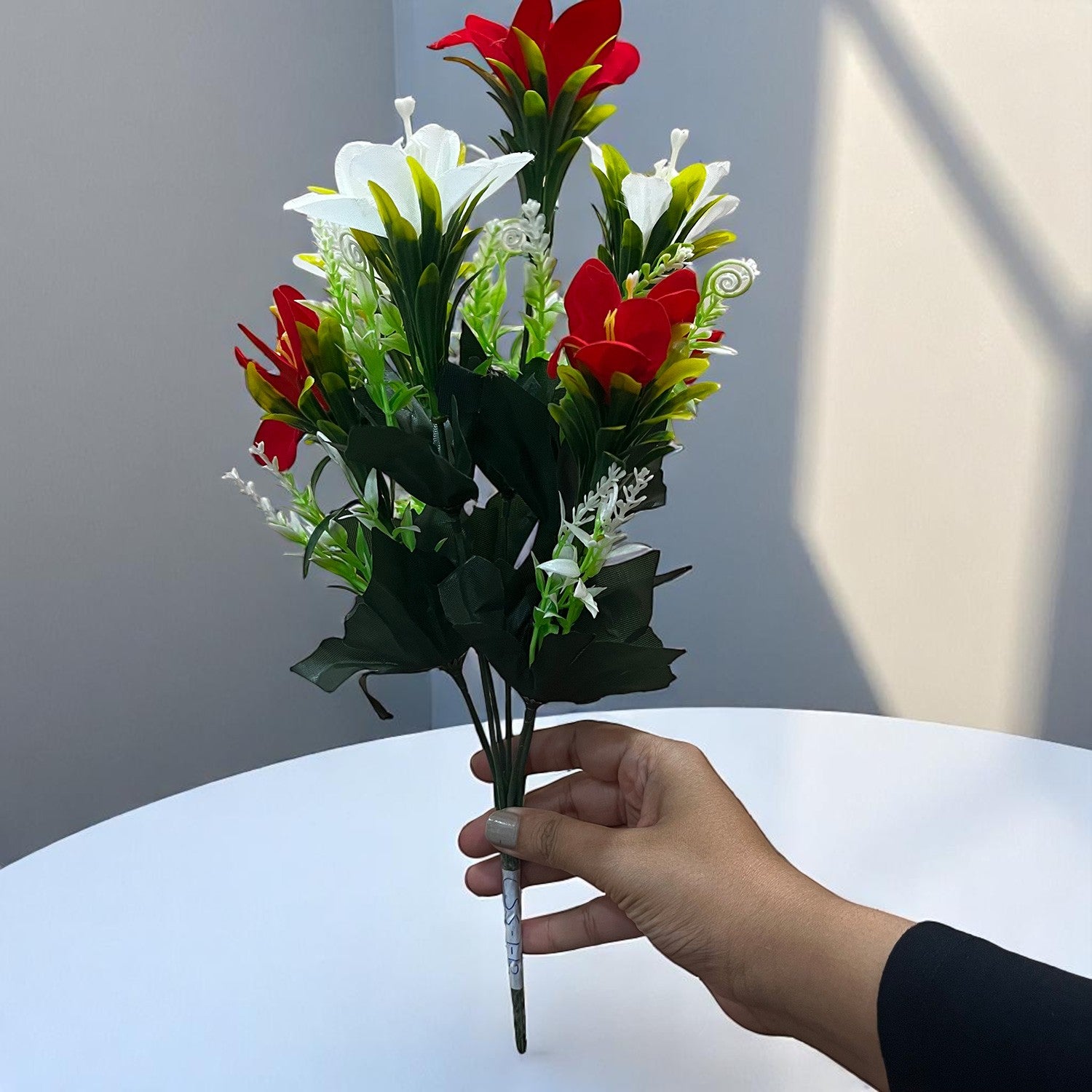 Artificial Flowers Sticks for Vase Pot | Faux Flowers Bunch / Bouquet  - for Home Decor, Living Room, Wedding & Party Decoration (Vase Not Included) - 15 Inch - Apkamart