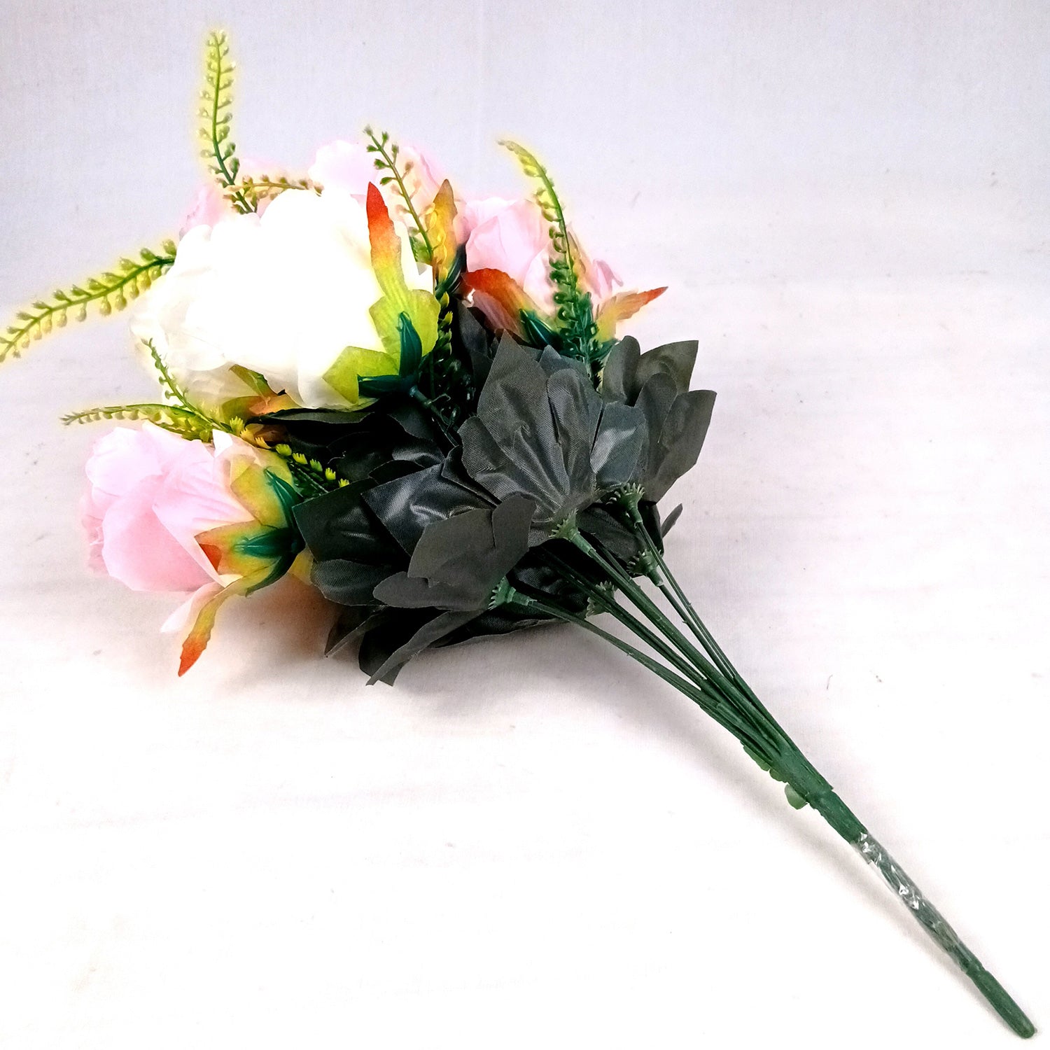 Artificial Flower Plant - Cherry Blossom | Decorative Flowers Bunch & Stems - for Table Vase, Pot, Home Decor, Living Room, Side Table Centerpiece & Festival Decoration - Apkamart #Color_Pink & White