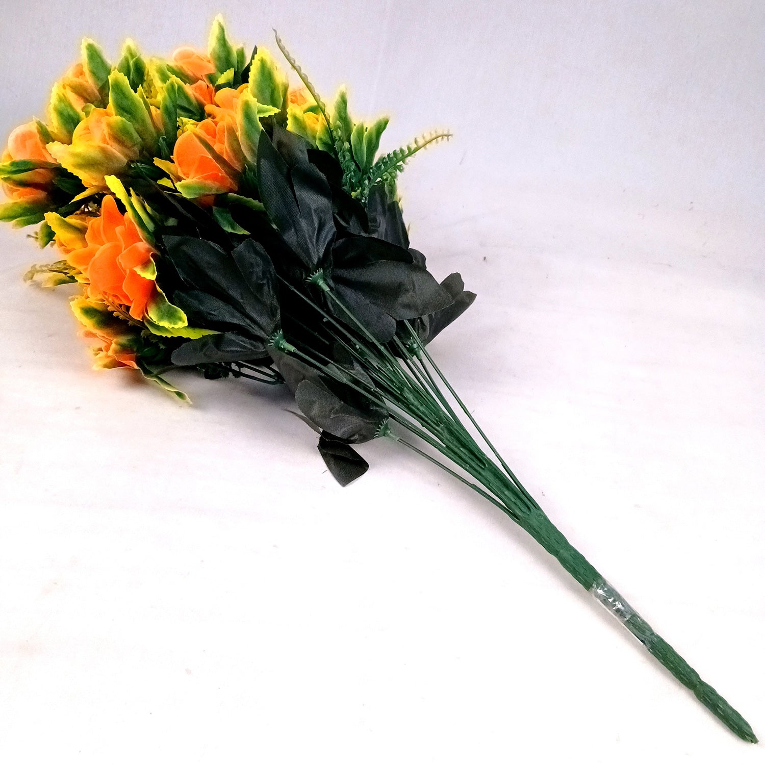 Artificial Flowers Rose Sticks | Faux Flowers Bunch - for Home Decor, Living Room, Office & Festivals Decoration (Vase Not Included) - 27 Inch - Apkamart #Colour_Orange