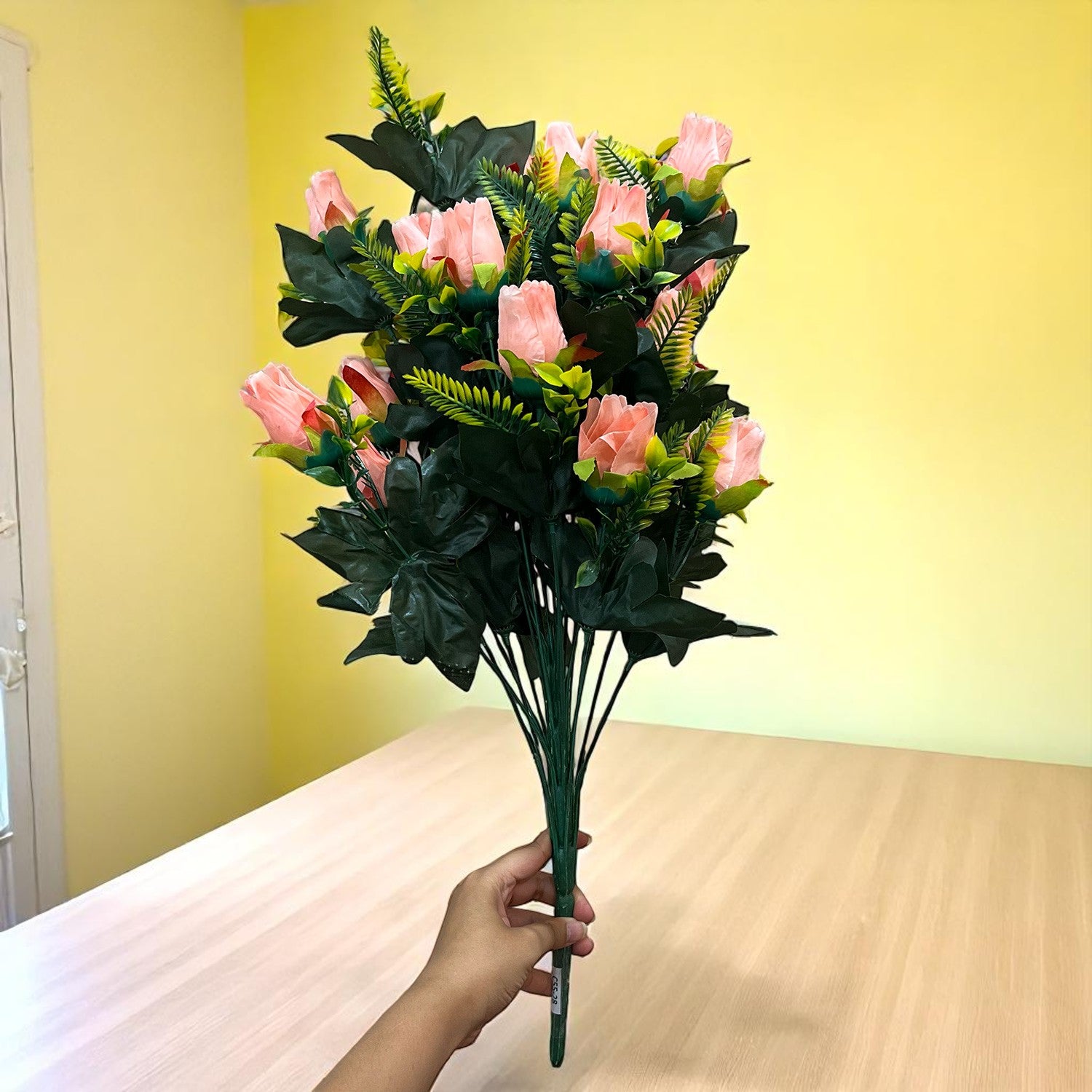 Artificial Flower Rose Bouquets | Fake Flowers Bunch - For Vase, Pot, Home, Bedroom, Balcony, Office Corner, Living Room - 26 Inch - Apkamart #Colour_Pink