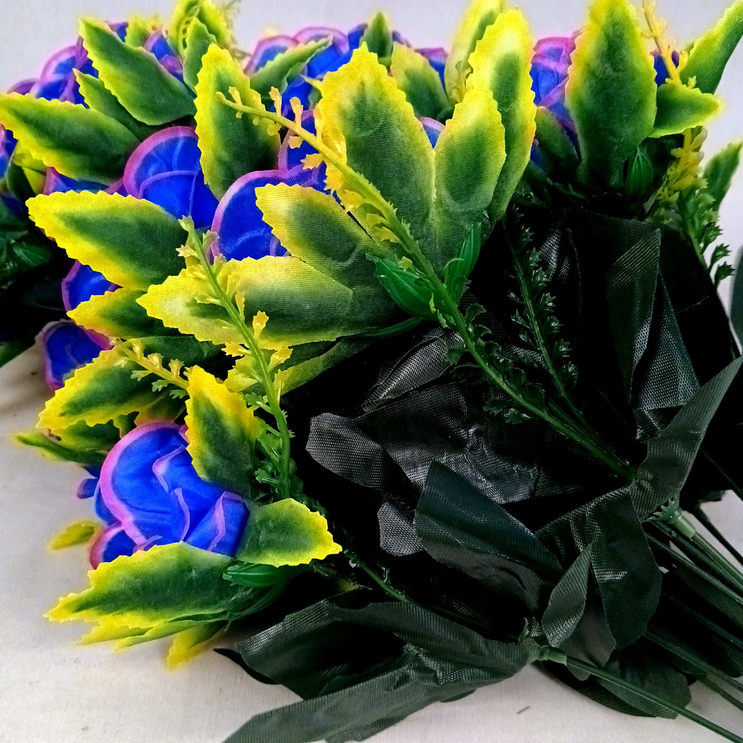 Artificial Flowers Rose Bunches for Vase | Faux Flowers Stem - for Home Decor, Living Room, Office & Festivals Decoration (Vase Not Included) - 27 Inch - Apkamart #Colour_Blue