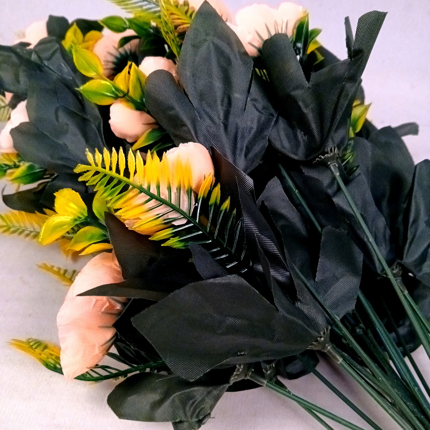 Artificial Flower Bouquets | Fake Flowers Bunch - for Vase, Home, Bedroom, Balcony, Office Corner, Living Room Decoration (Vase Not Included) - 26 Inch - Apkamart #Colour_Orange