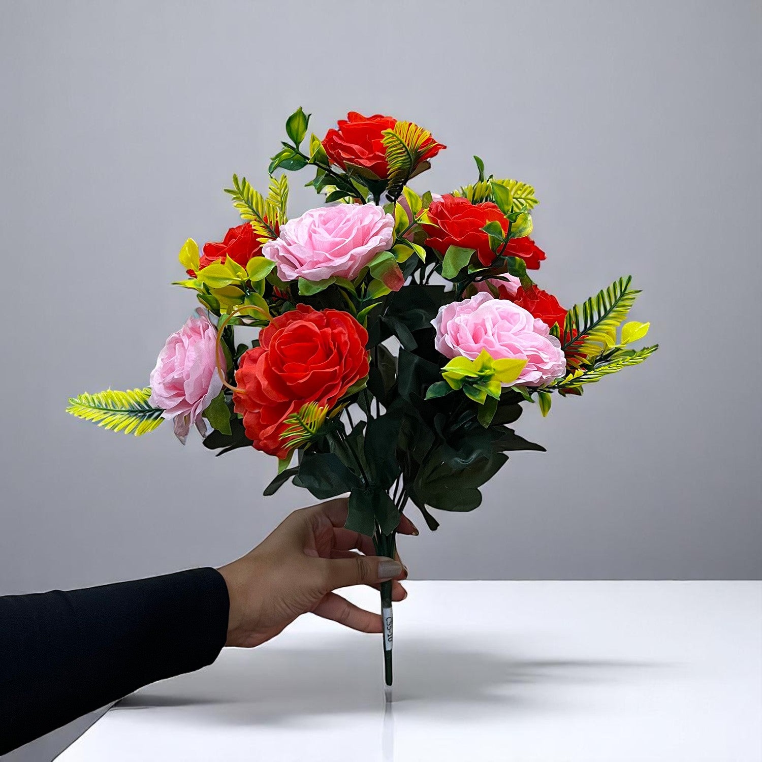 Artificial Flowers Rose Bunches for Vase Pot | Faux Flowers Stem - for Home Decor, Living Room, Office & Festivals Decoration (Vase Not Included) - 16 Inch - Apkamart #Style_Design 1