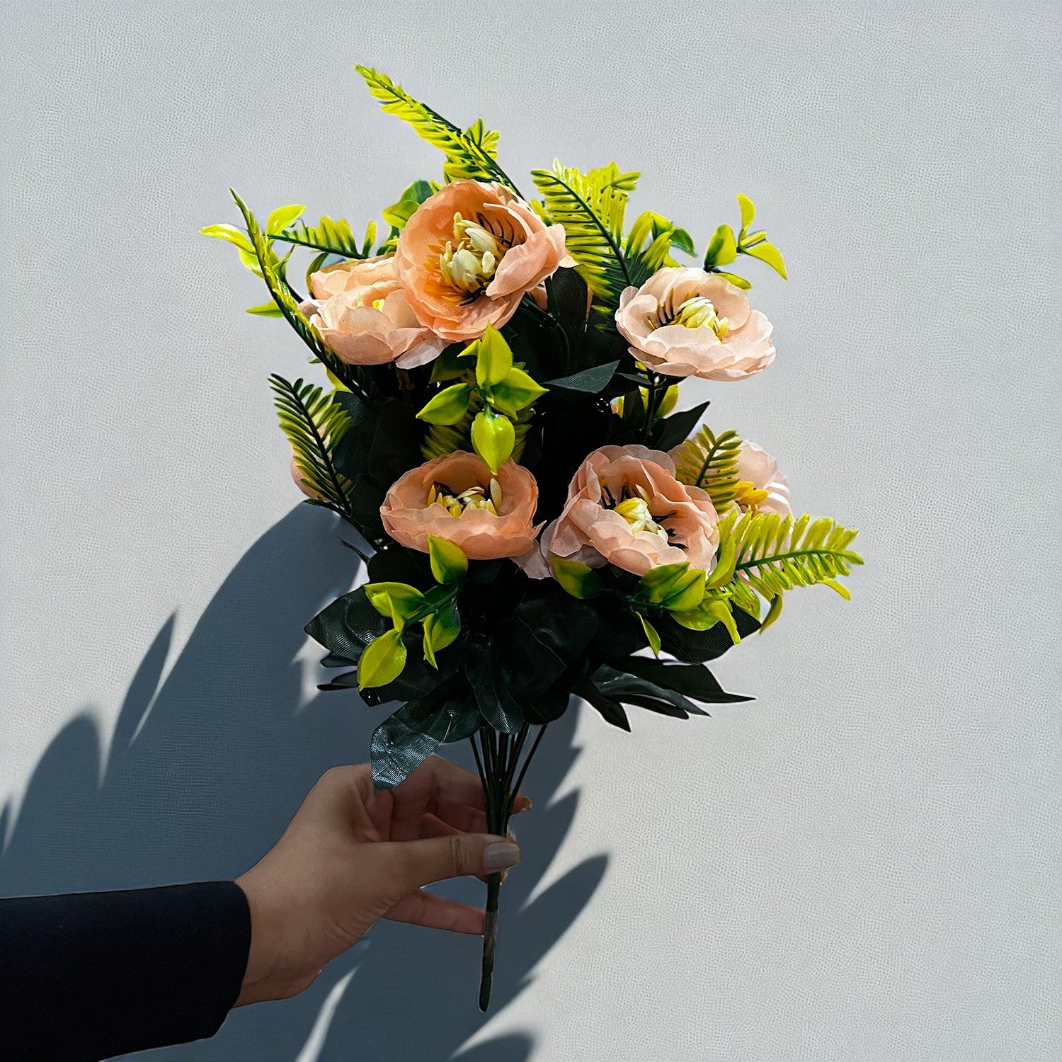 Artificial Flowers Rose Buoquet For Pot | Faux Flower Sticks - for Home Decor, Living Room, Office & Festivals Decoration (Vase Not Included) - 17 Inch - Apkamart #Colour_Orange