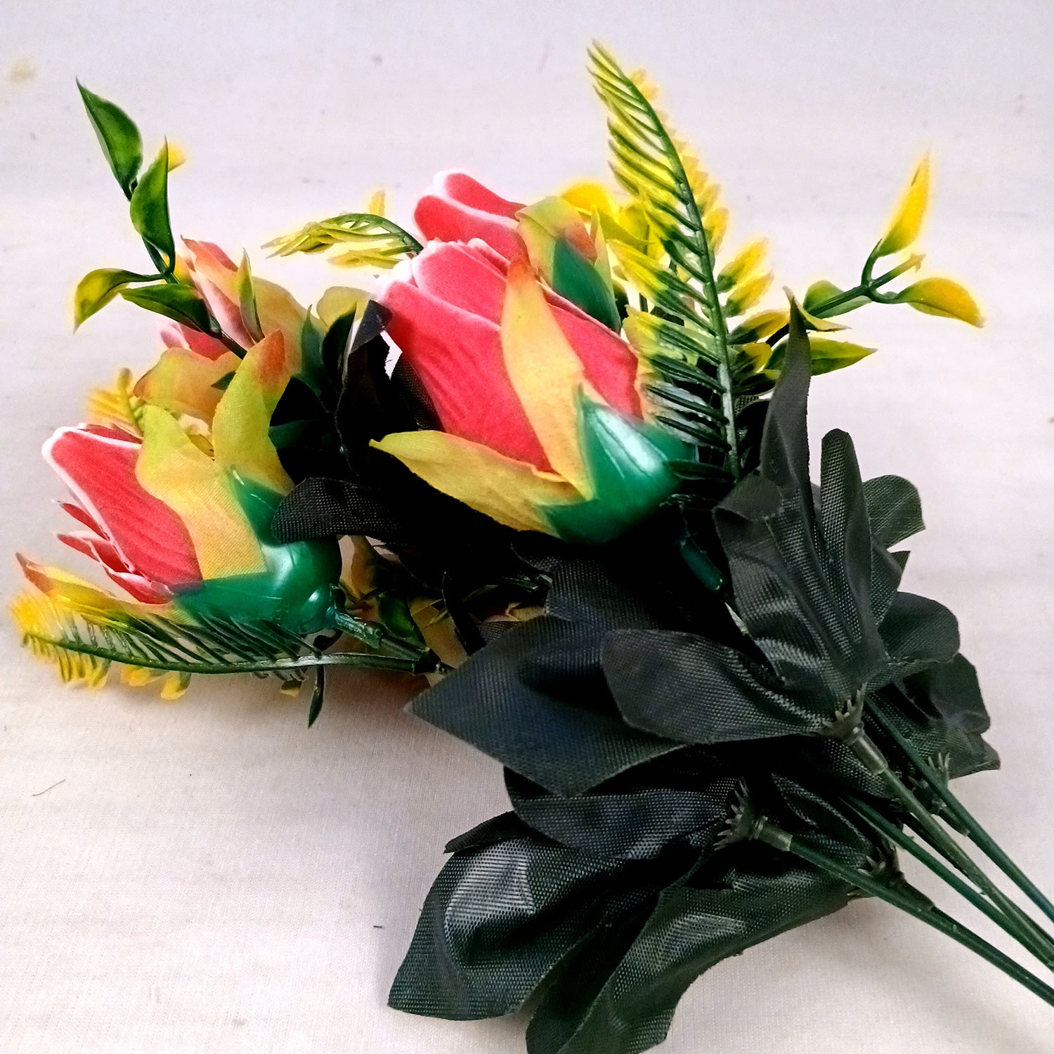 Artificial Flowers Rose Bunches for Vase Pot | Faux Flowers Stem - for Home Decor, Living Room, Office & Festivals Decoration (Vase Not Included) - 14 Inch - Apkamart #Colour_Pink