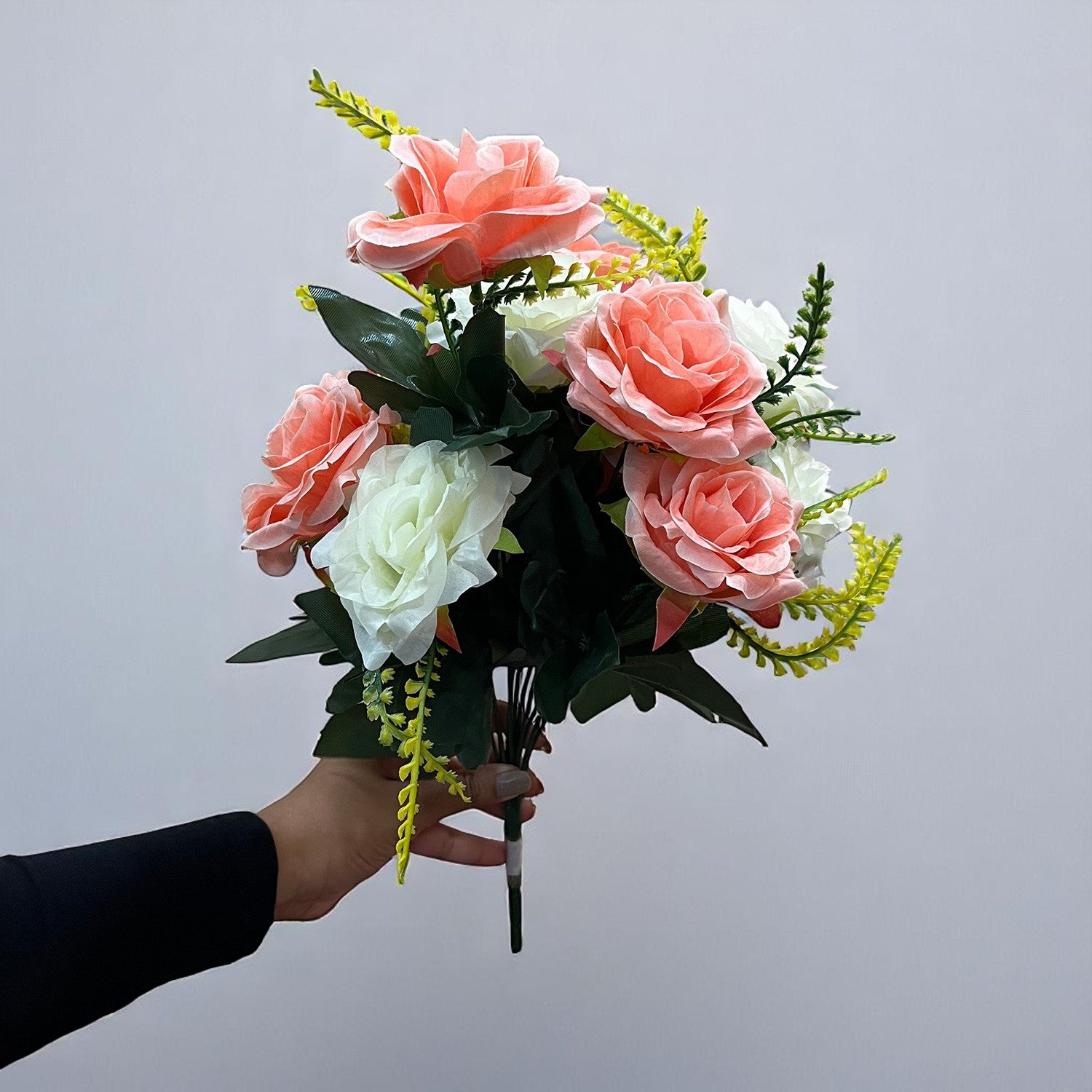 Artificial Flowers Rose Bunches for Vase Pot | Faux Flowers Stem - for Home Decor, Living Room, Office & Festivals Decoration (Vase Not Included) - 16 Inch - Apkamart #Style_Design 2