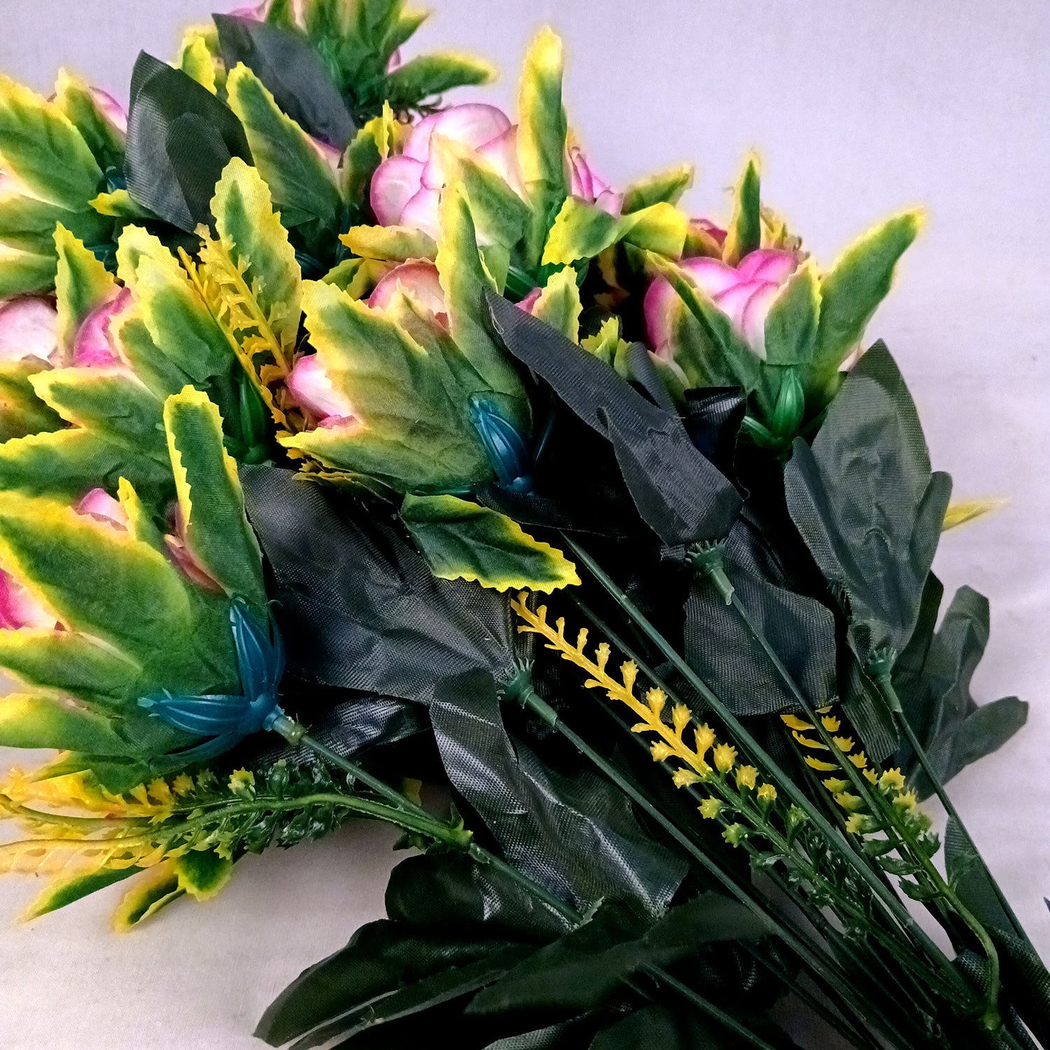 Artificial Flowers Rose Sticks | Faux Flowers Bunch - for Home Decor, Living Room, Office & Festivals Decoration (Vase Not Included) - 27 Inch - Apkamart #Colour_Pink