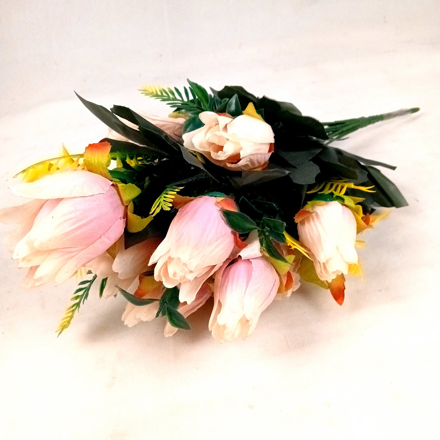 Artificial Flowers Rose Bunches for Vase Pot | Faux Flowers Stem - for Home Decor, Living Room, Office & Festivals Decoration (Vase Not Included) - 14 Inch - Apkamart #Colour_Pink