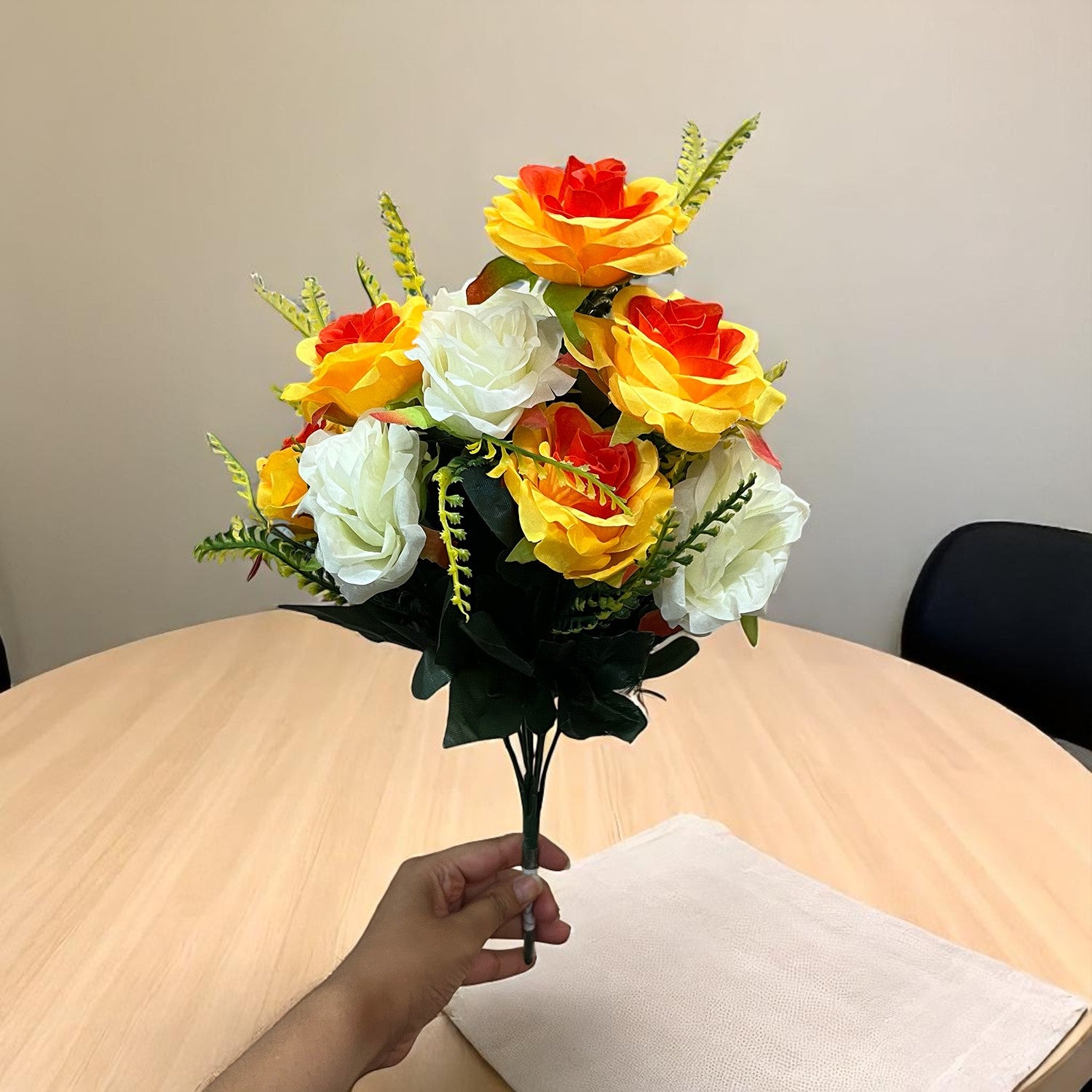 Artificial Flowers Rose Bunches for Vase Pot | Faux Flowers Stem - for Home Decor Living Room Side Table Centerpiece - 18 Inch - Apkamart #Style_Design 2