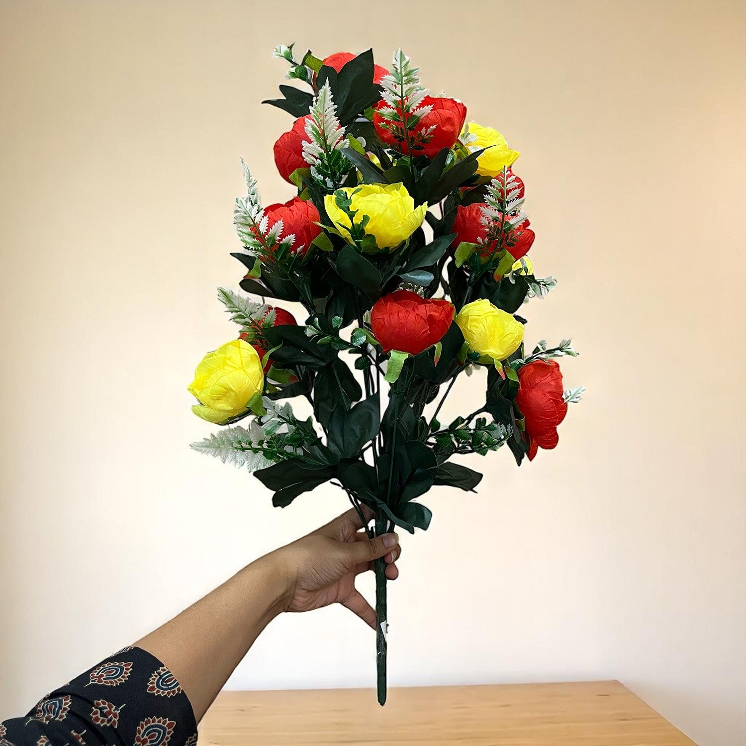 Artificial Rose Flowers Bunches for Vase Pot | Faux Flowers Stem - for Home Decor Side Table Centerpiece - 26 Inch - Apkamart #Style_Design 1