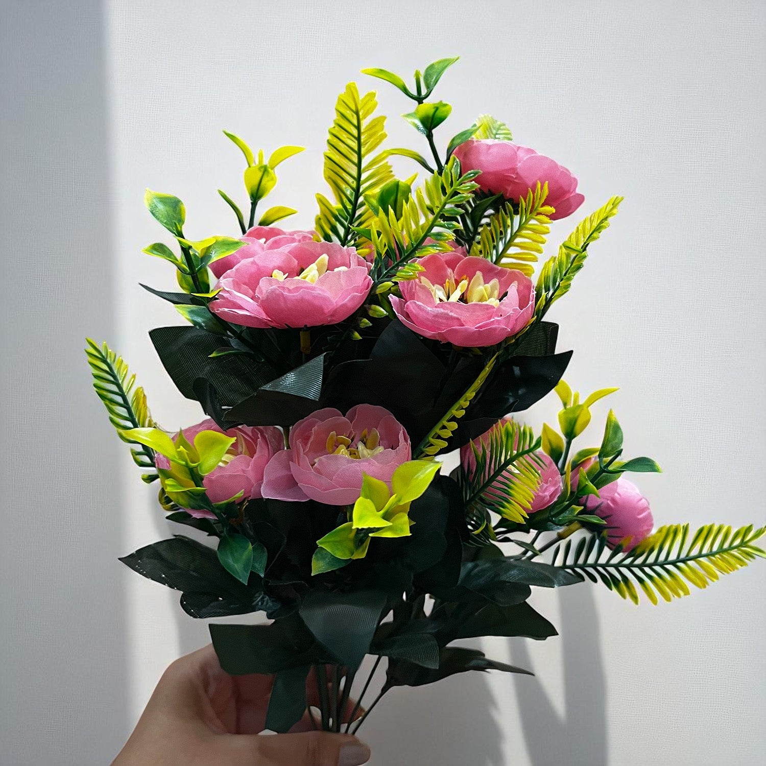 Artificial Flowers Rose Buoquet For Pot | Faux Flower Sticks - for Home Decor, Living Room, Office & Festivals Decoration (Vase Not Included) - 17 Inch - Apkamart #Colour_Pink