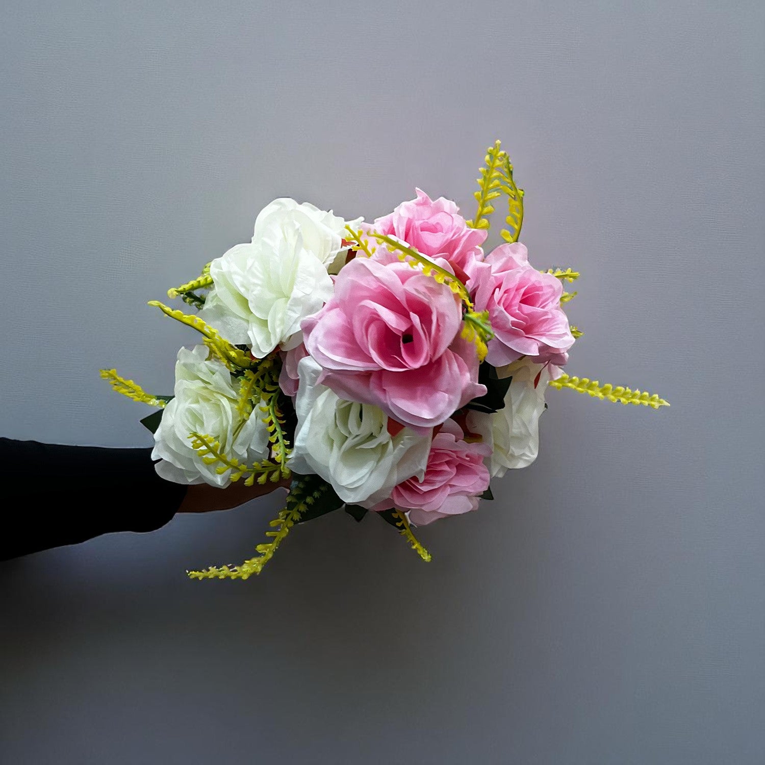 Artificial Flowers Rose Bunches for Vase Pot | Faux Flowers Stem - for Home Decor, Living Room, Office & Festivals Decoration (Vase Not Included) - 16 Inch - Apkamart #Style_Design 1