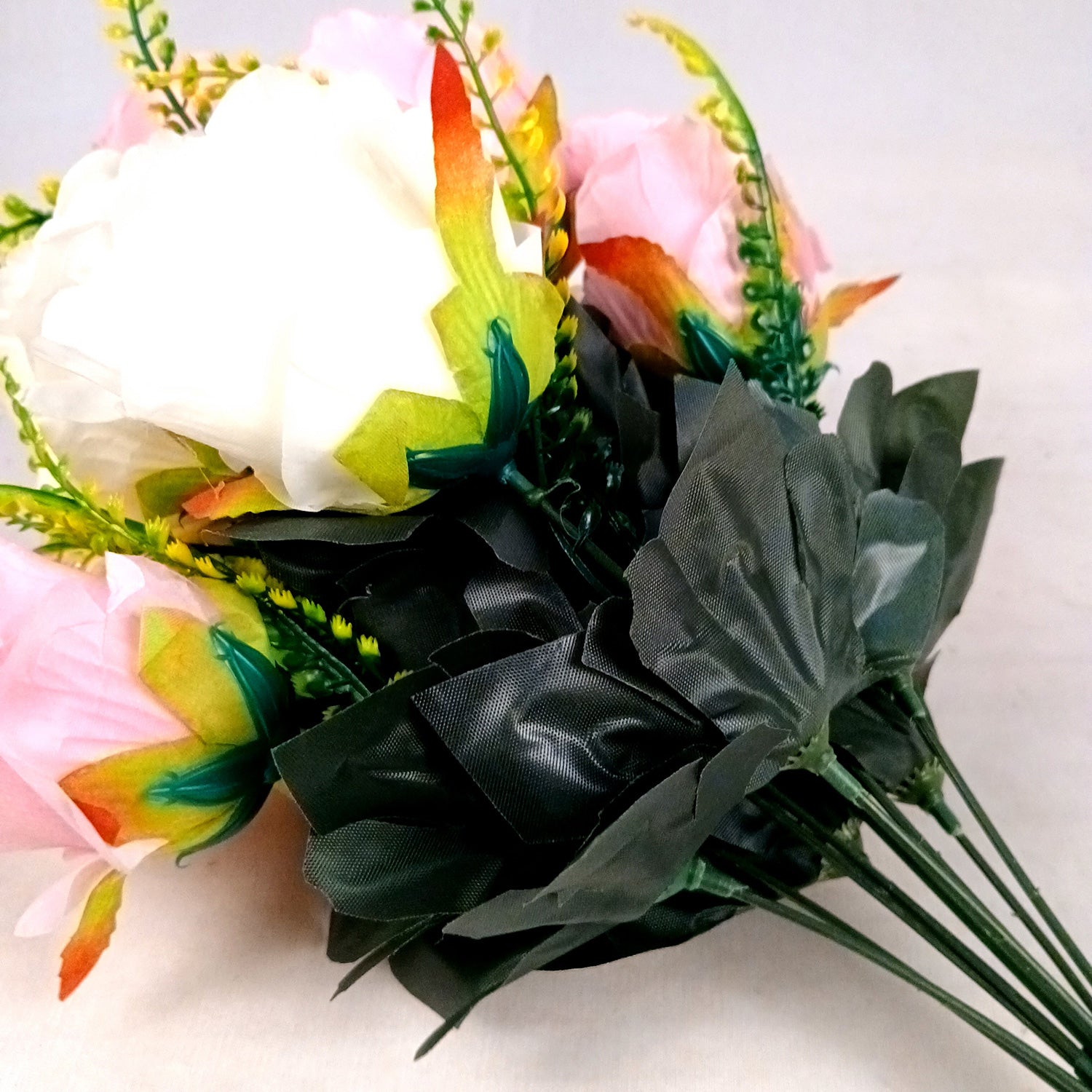 Artificial Flower Plant - Cherry Blossom | Decorative Flowers Bunch & Stems - for Table Vase, Pot, Home Decor, Living Room, Side Table Centerpiece & Festival Decoration - Apkamart #Color_Pink & White