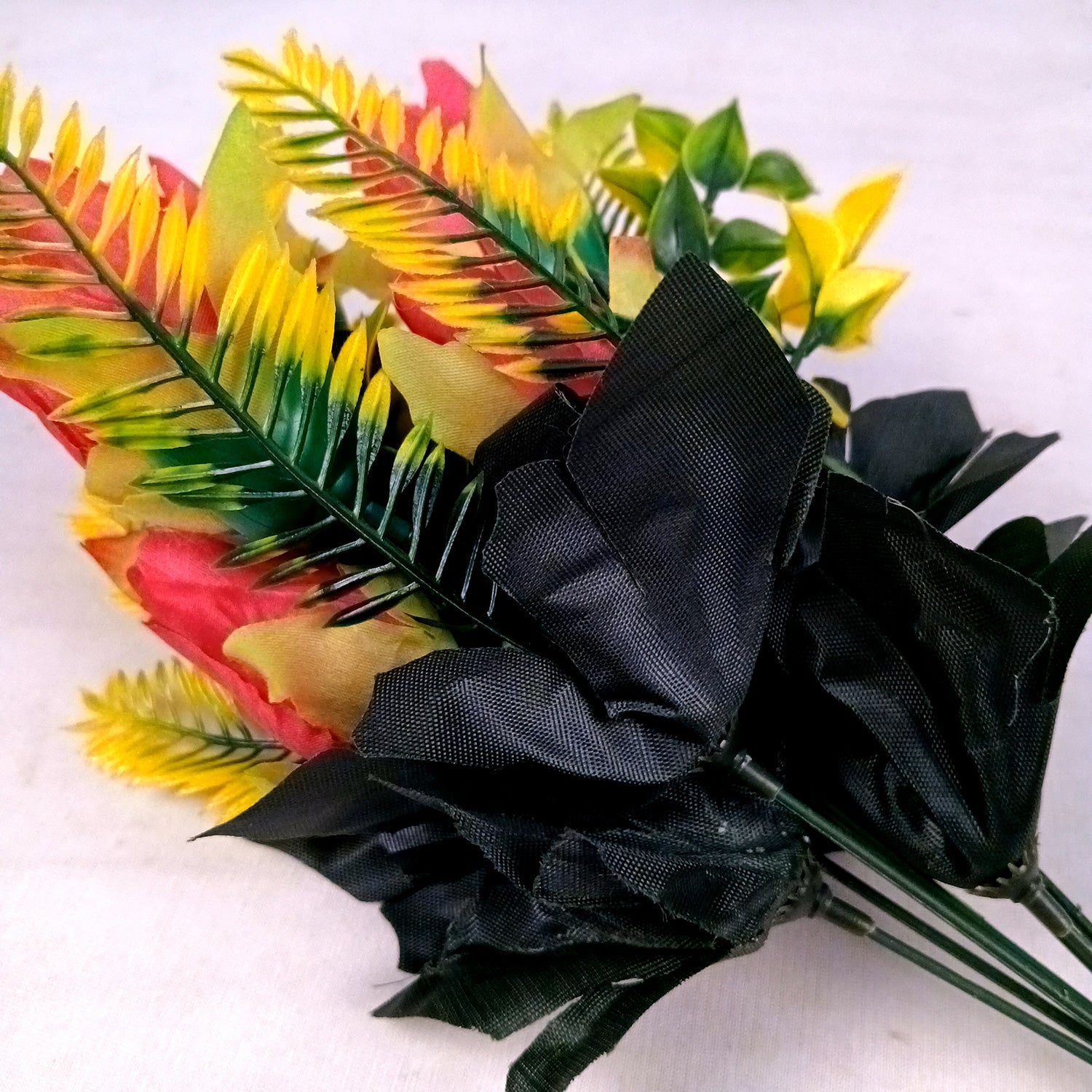 Artificial Flowers Rose Bouquet | Faux Flowers Bunch / Sticks - for Home Decor, Living Room, Office & Festivals Decoration (Vase Not Included) - 15 Inch - Apkamart #Colour_Red