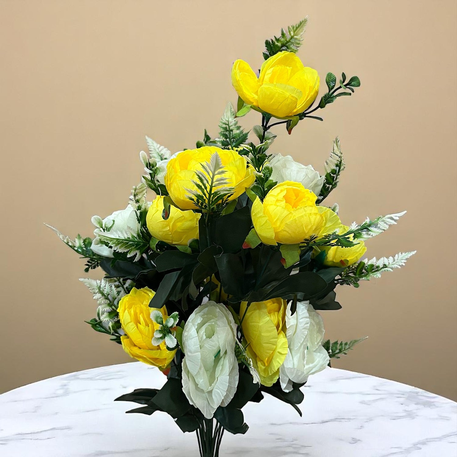 Artificial Rose Flowers With Pot | Faux Flowers Bunch - for Home Decor, Living Room, Side Table, Centerpiece - 26 Inch - Apkamart #Style_Design 1