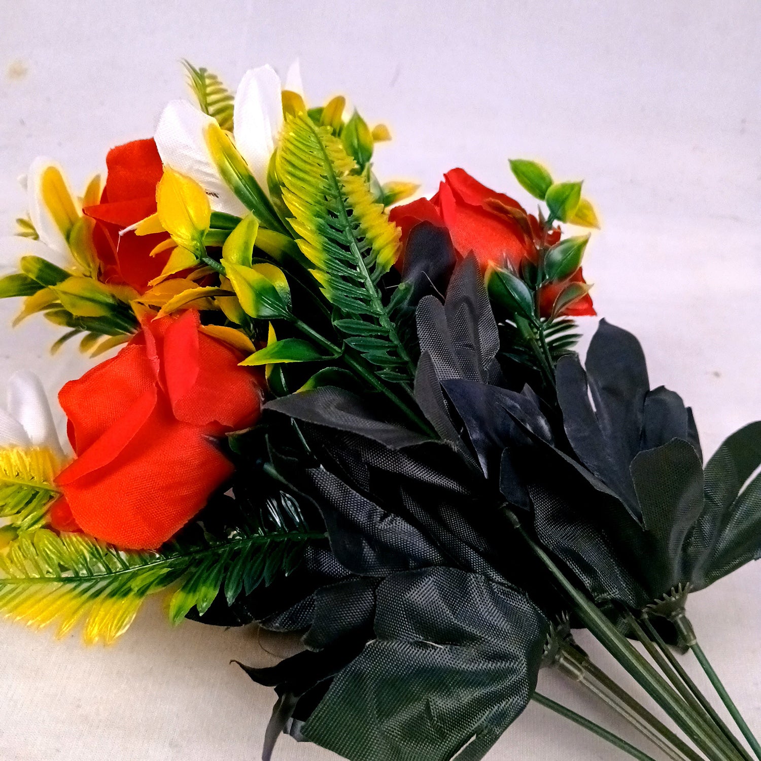 Artificial Flowers Rose Bunches for Vase Pot | Faux Flowers Stem - for Home Decor, Living Room, Office & Festivals Decoration (Vase Not Included) - 16 Inch - Apkamart