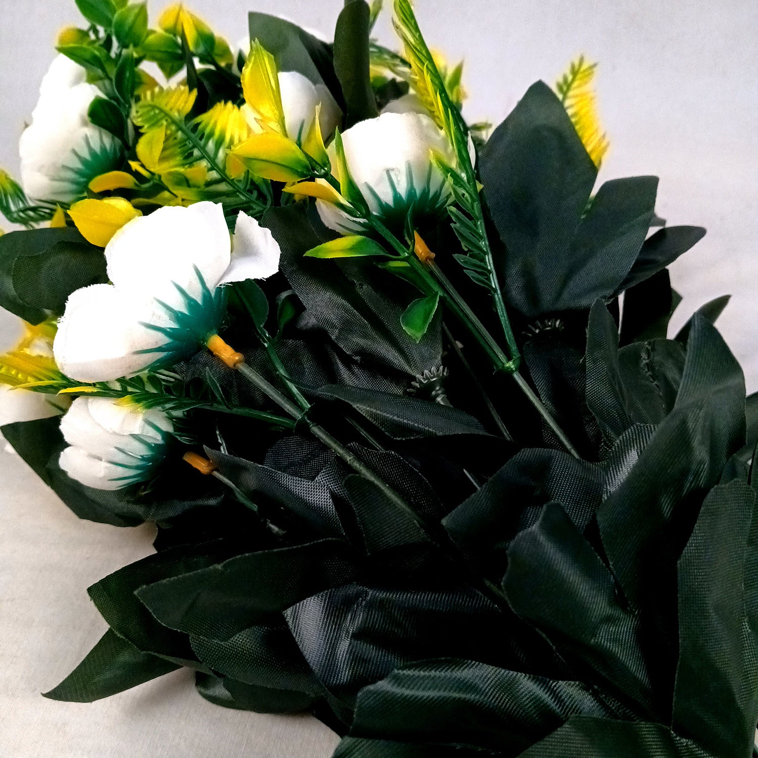 Artificial Flower Bouquets | Fake Flowers Bunch / Sticks - for Vase, Home, Bedroom, Balcony, Office Corner, Living Room (Vase Not Included) - 26 Inch - Apkamart #Colour_White