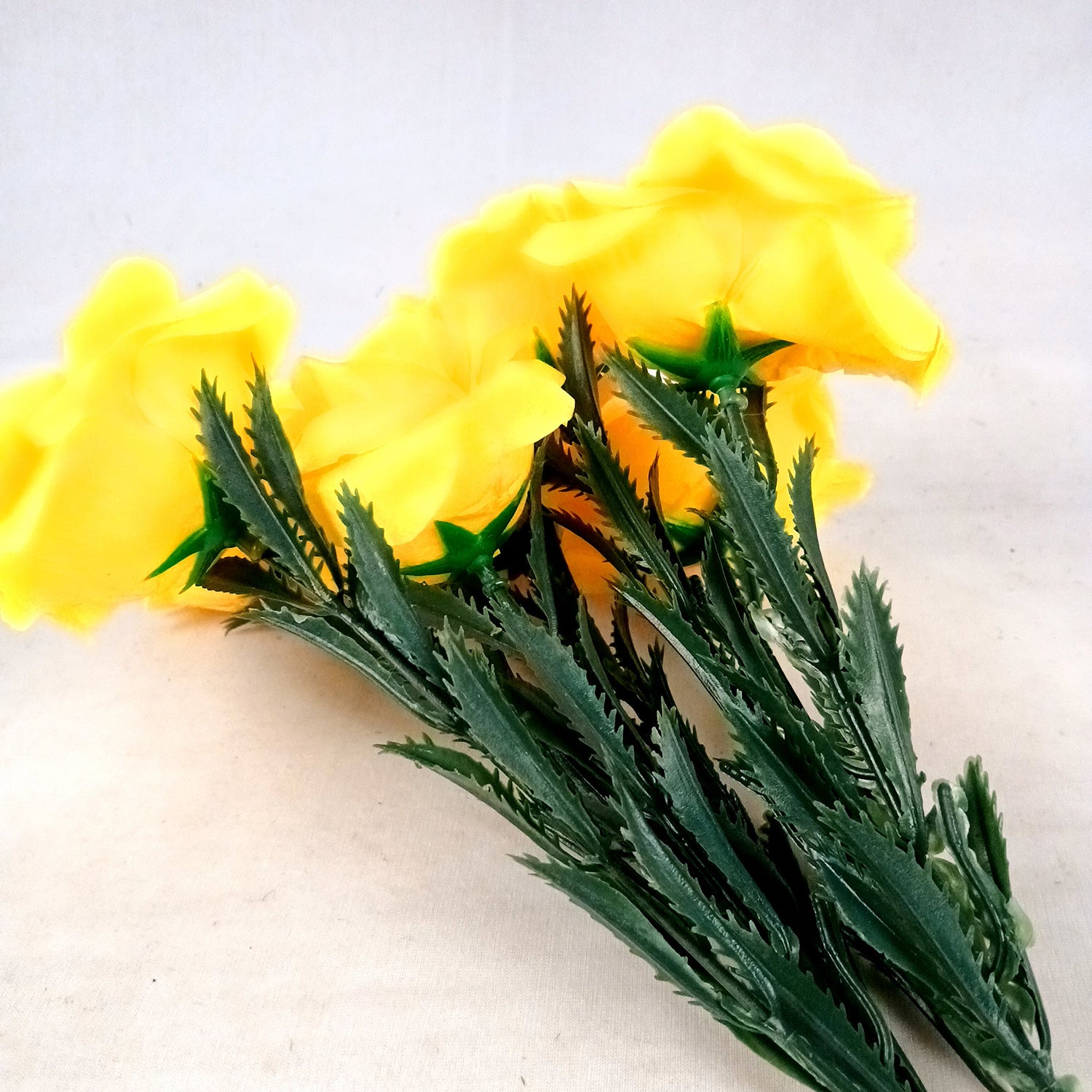 Artificial Flowers Rose Bunches for Vase Pot | Faux Flowers Sticks / Bouquet - for Home Decor, Living Room & Festivals Decoration (Vase Not Included) - 18 Inch - Apkamart #Colour_Yellow