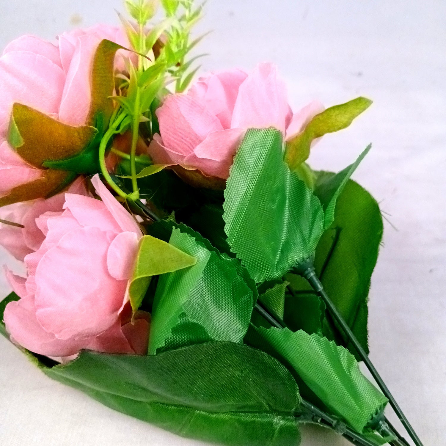 Artificial Flowers Rose Sticks | Faux Flowers Bunch - for Home Decor, Living Room, Office & Festivals Decoration (Vase Not Included) - 15 Inch - Apkamart #Colour_Pink