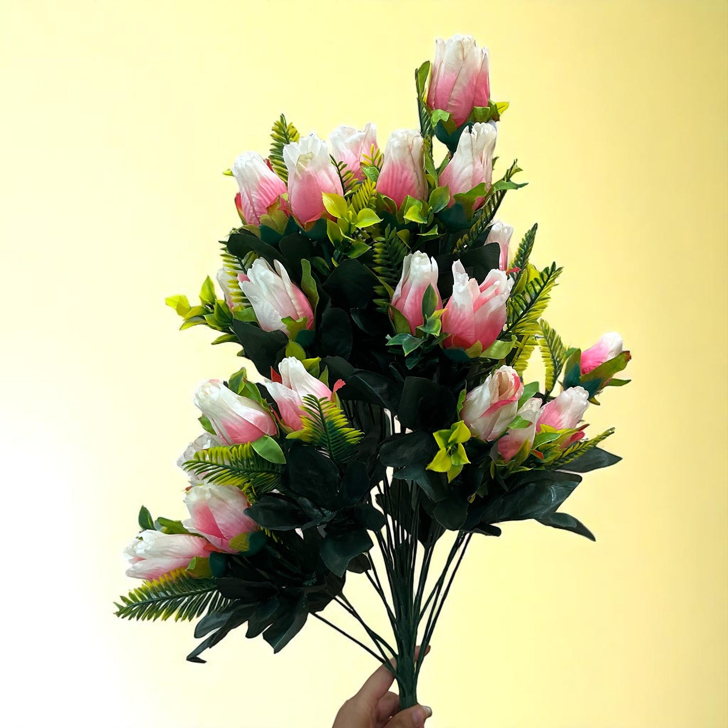 Artificial Flower Rose Bouquets | Fake Flowers Bunch - For Vase, Pot, Home, Balcony, Office Corner, Living Room - 26 Inch - Apkamart #Colour_Multicolor