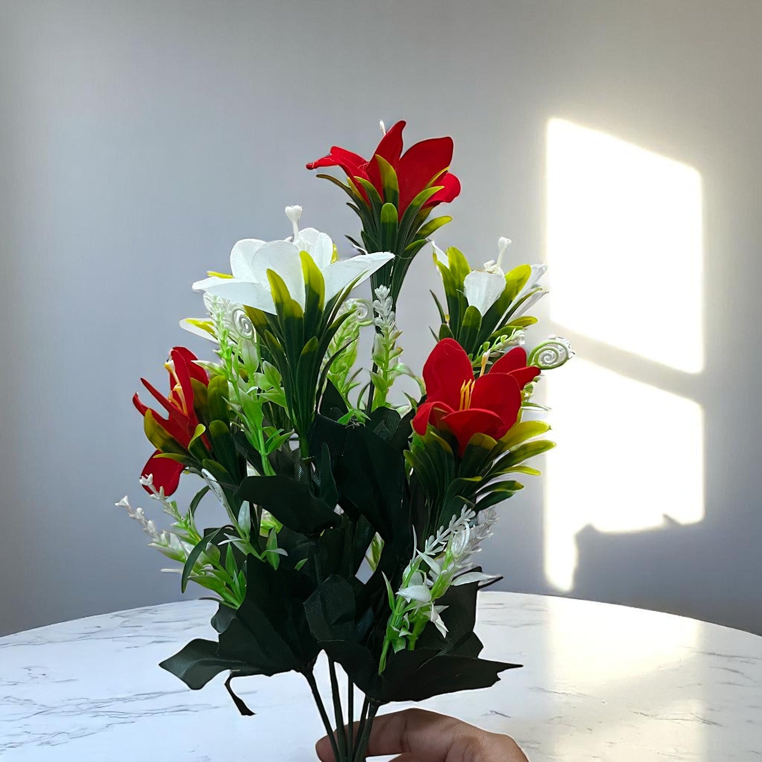 Artificial Flowers Sticks for Vase Pot | Faux Flowers Bunch / Bouquet  - for Home Decor, Living Room, Wedding & Party Decoration (Vase Not Included) - 15 Inch - Apkamart