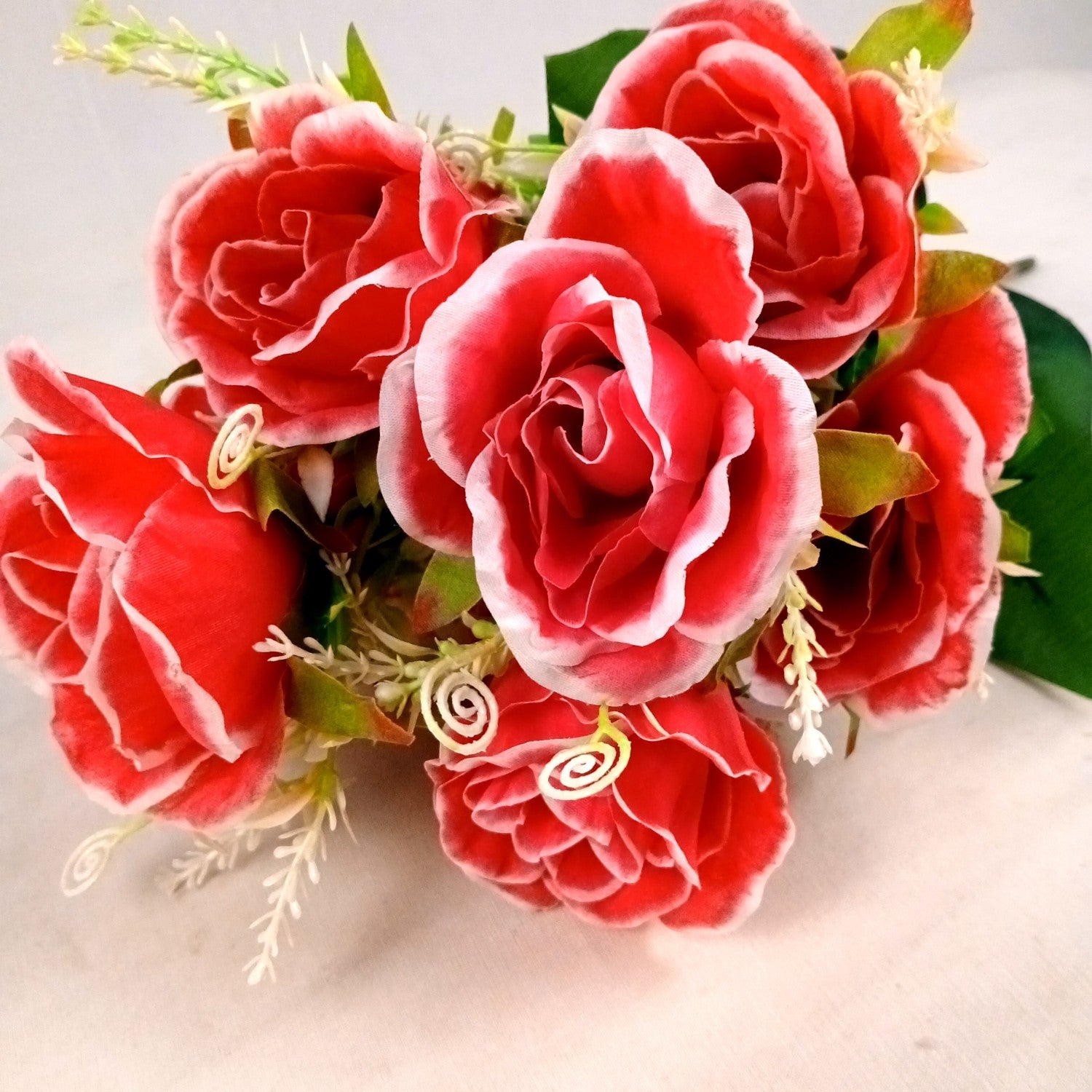 Artificial Rose Flower Bouquets | Faux Flowers Bunch - for Table Vase, Pot, Home Decor, Living Room, Side Table Centerpiece - 17 Inch - Apkamat #Style_Design 2