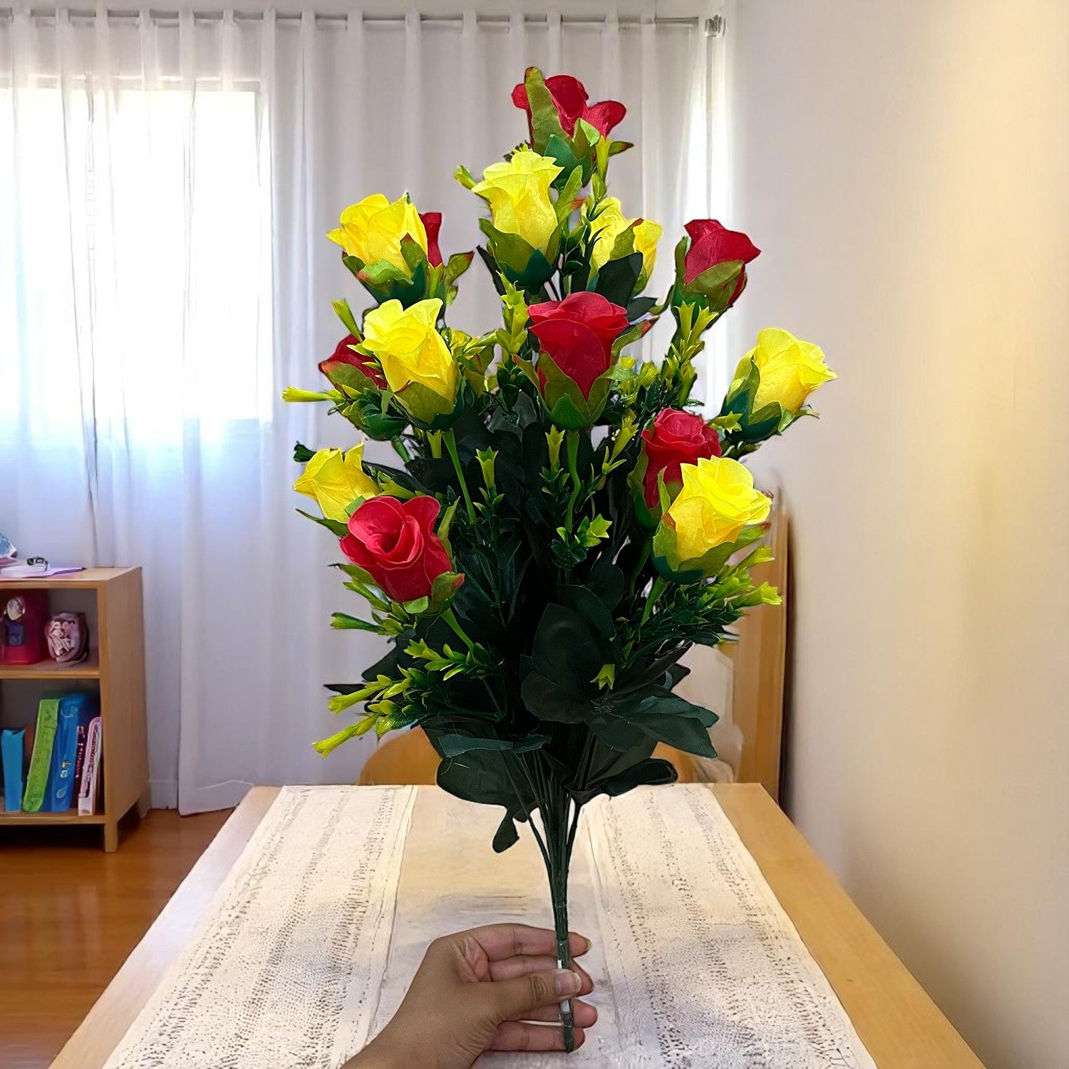 Artificial Rose Flower Bouquets | Faux Flowers Bunch - for Table Vase, Pot, Home Decor, Side Table Centerpiece - 29 Inch - Apkamart #Style_Design 2