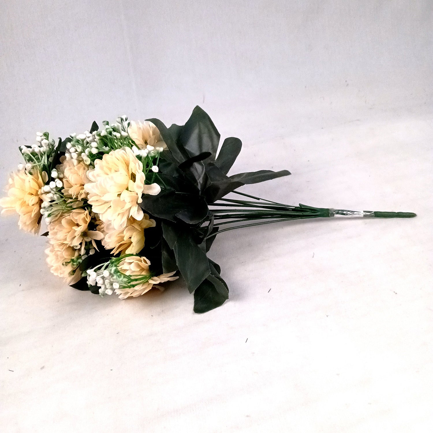 Artificial Flower Plant With Vase Pot | Decorative Flowers Bunch & Stems - for Table Vase, Pot, Home Decor, Living Room, Side Table Centerpiece & Festival Decoration - Apkamart #Colour_Orange