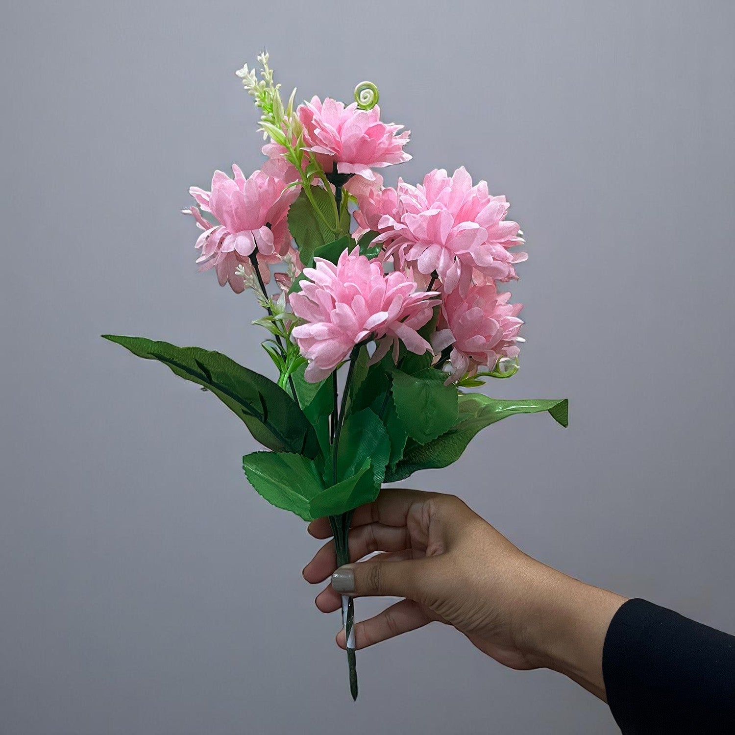 Artificial Flowers Dahlia Bunches for Vase Pot | Faux Flowers Stick - for Home Decor, Living Room, Wedding & Party Decoration (Vase Not Included) - 14 Inch - Apkamart #Colour_Pink