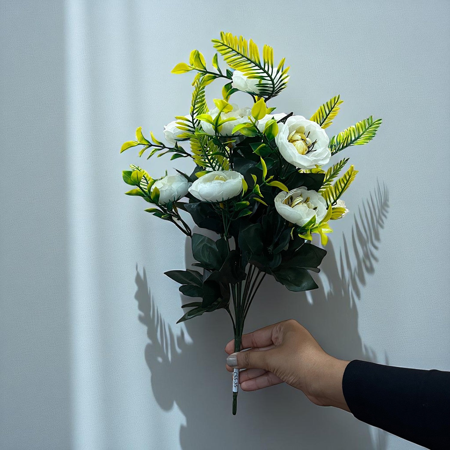 Artificial Flower Plant With Fruits | Decorative Flowers Bunch & Stems - for Table Vase, Pot, Home Decor, Living Room, Side Table Centerpiece & Festival Decoration - Apkamart #Color_White