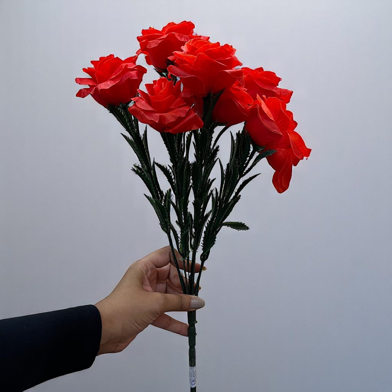 Artificial Flowers Rose Bunches for Vase Pot | Faux Flowers Stem - for Home Decor, Living Room, Office & Festivals Decoration (Vase Not Included) - 18 Inch - Apkamart #Colour_Red