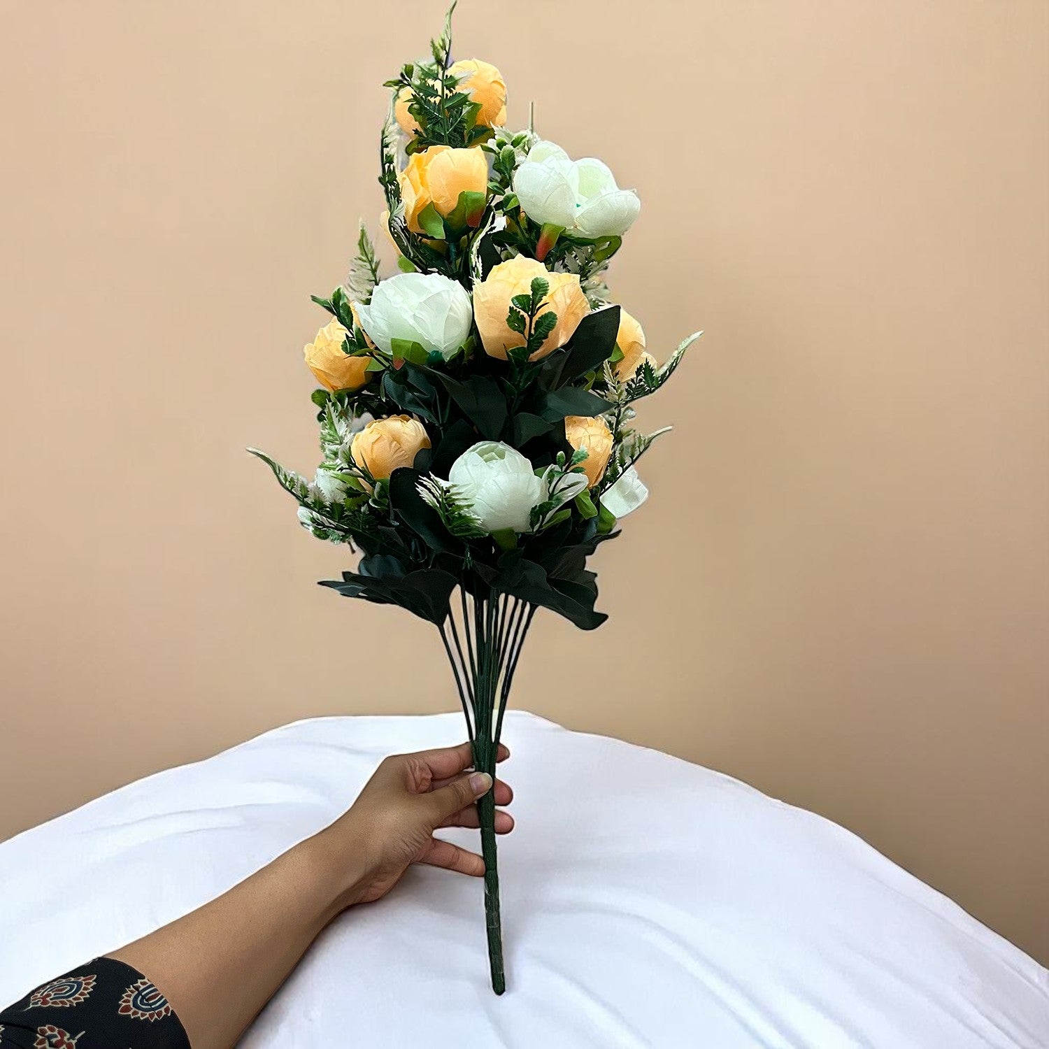 Artificial Rose Flowers With Pot | Faux Flowers Bunch - for Home Decor, Living Room, Side Table, Centerpiece - 26 Inch - Apkamart #Style_Design 2