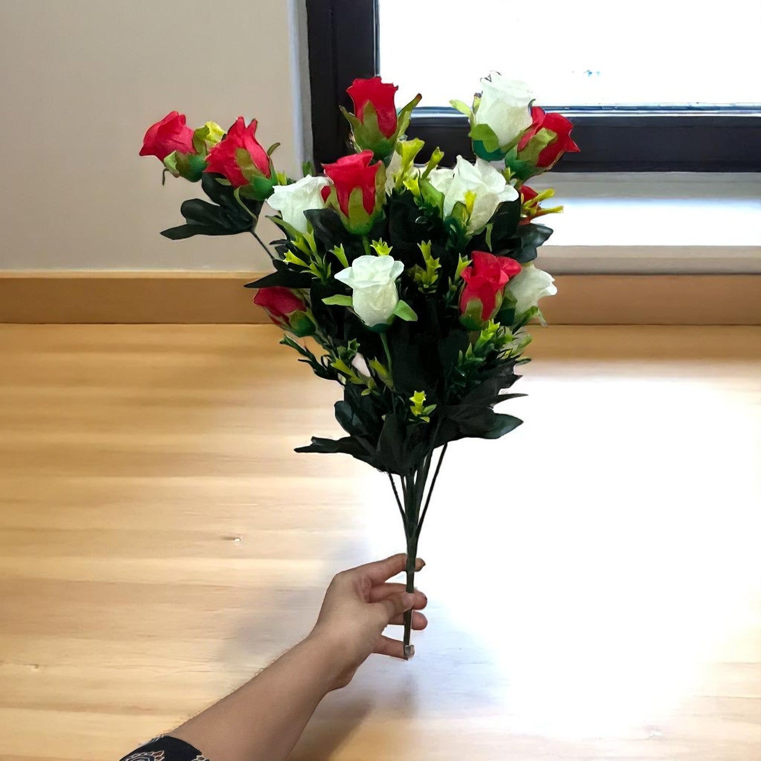 Artificial Rose Flower Bouquets | Faux Flowers Bunch - for Table Vase, Pot, Home Decor, Side Table Centerpiece - 29 Inch - Apkamart #Style_Design 3