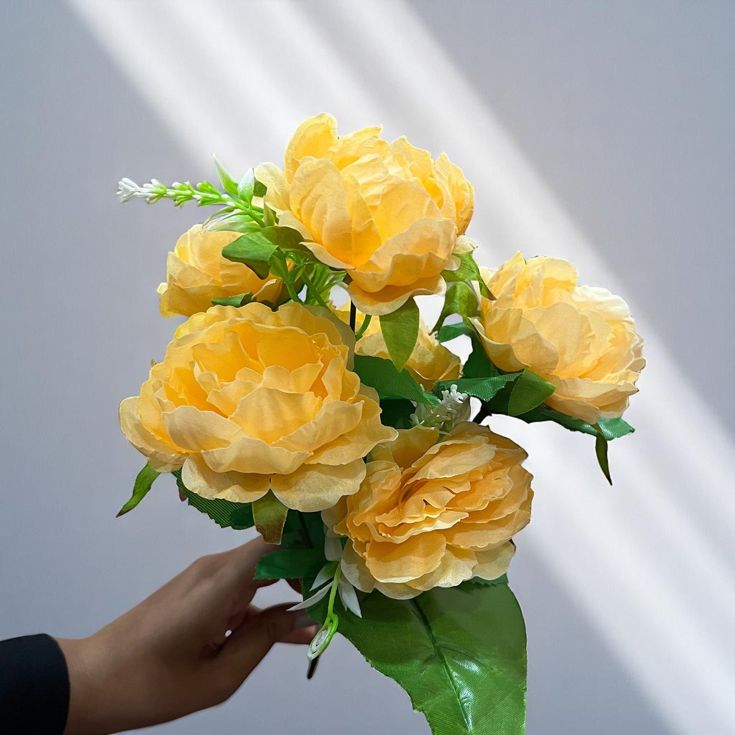 Artificial Flowers Rose Sticks | Faux Flowers Bunch - for Home Decor, Living Room, Office & Festivals Decoration (Vase Not Included) - 15 Inch - Apkamart #Colour_Orange