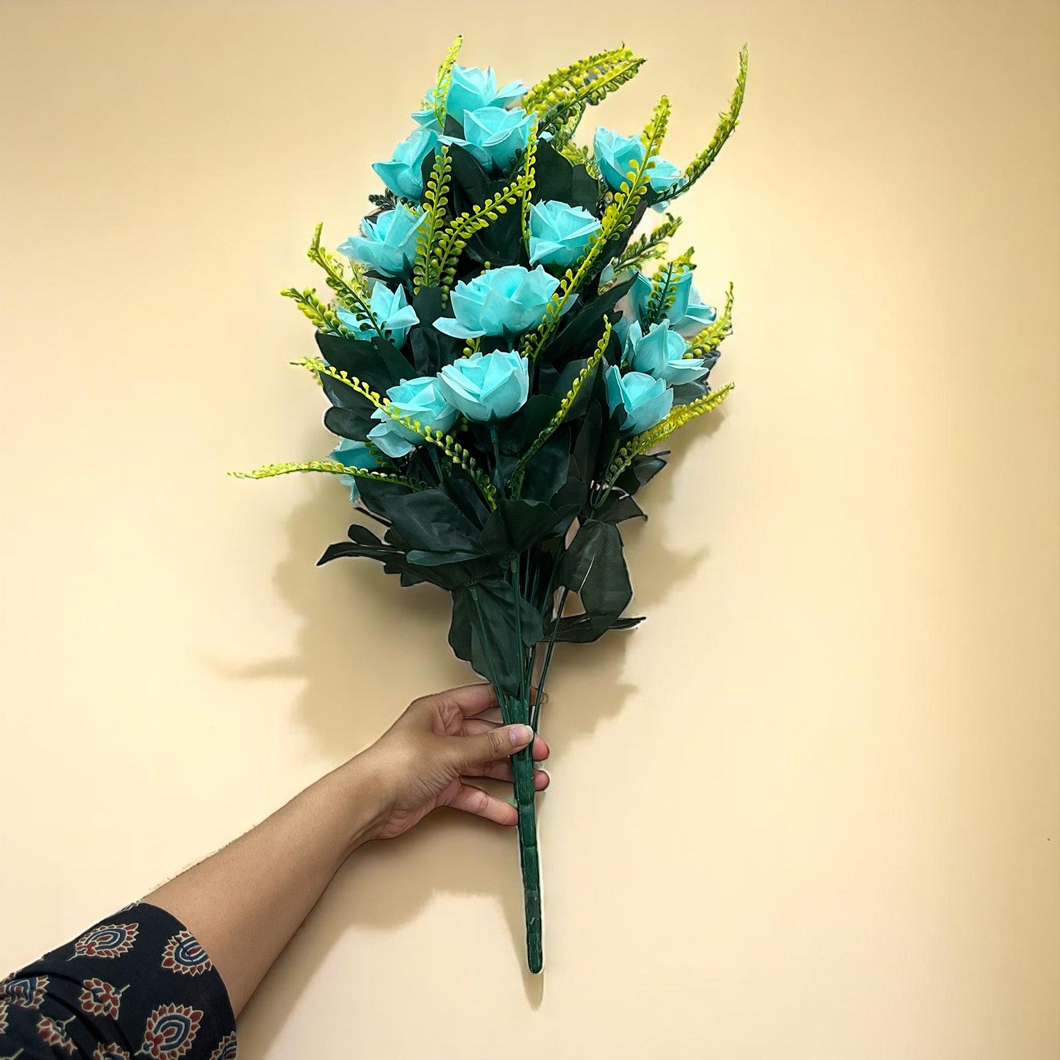 Artificial Flower Rose Bouquets | Faux Flowers Bunch - for Table Vase, Pot, Home Decor, Living Room, Side Table Centerpiece - 26 Inch - Apkamart #Colour_Multicolor