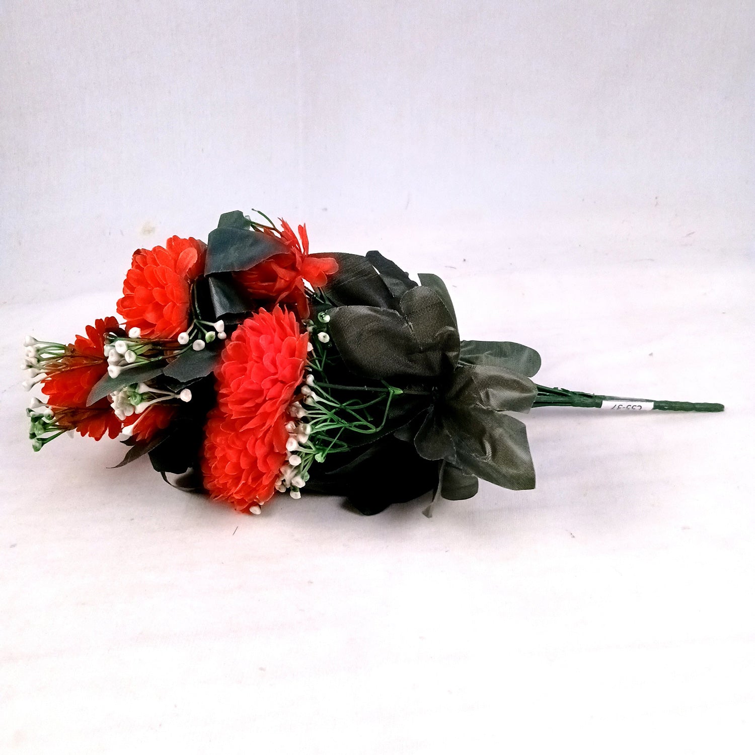 Artificial Flower Plant With Vase Pot | Decorative Flowers Bunch & Stems - for Table Vase, Pot, Home Decor, Living Room, Side Table Centerpiece & Festival Decoration - Apkamart #Colour_Red