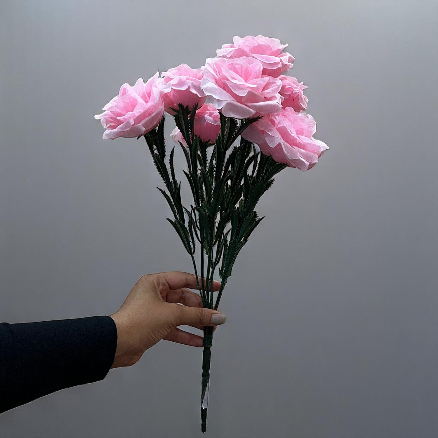 Artificial Flowers Rose Bunches for Vase Pot | Faux Flowers Sticks / Bouquet - for Home Decor, Living Room & Festivals Decoration (Vase Not Included) - 18 Inch - Apkamart #Colour_Pink