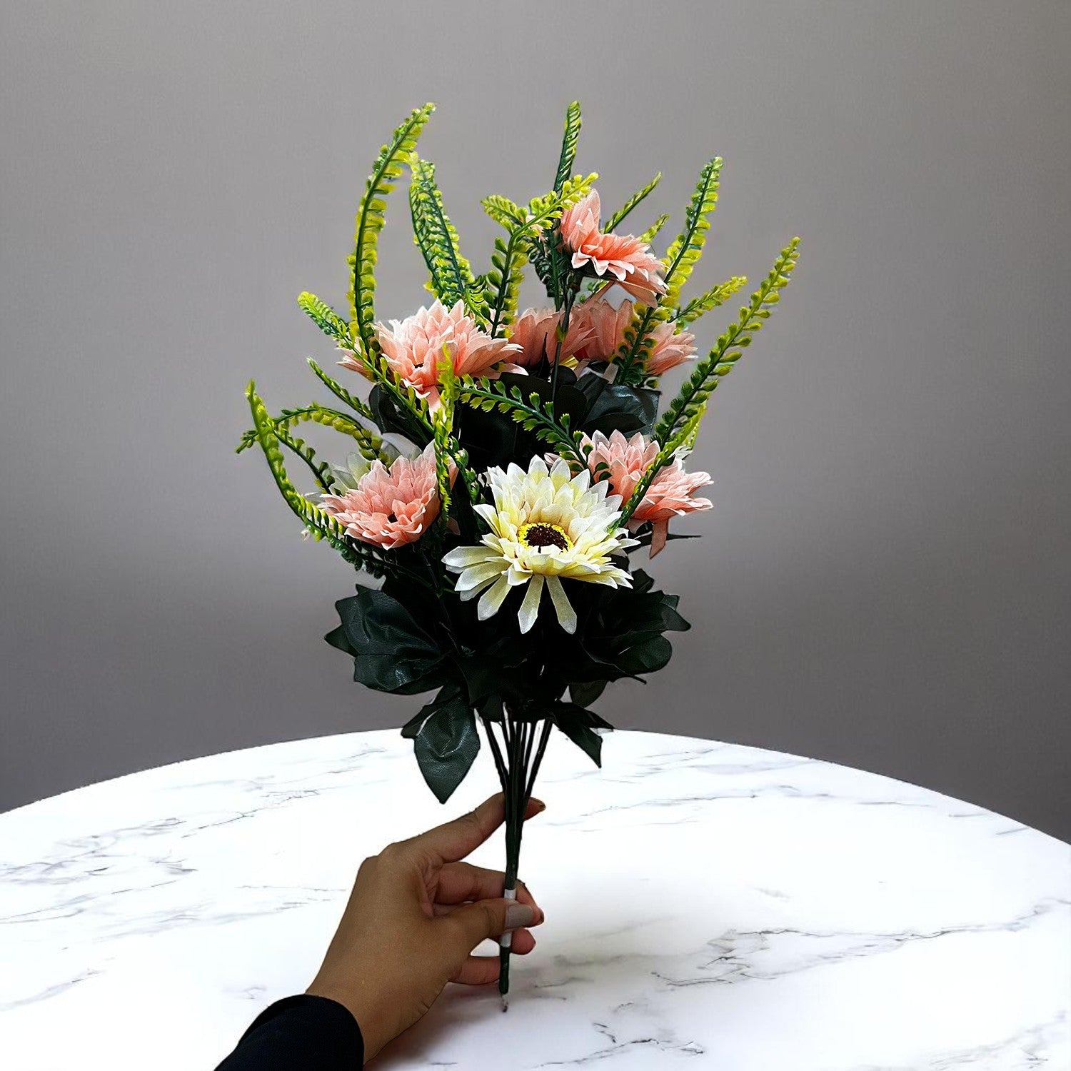 Artificial Flowers - Gerbera Daisy Bunches | Faux Flower Sticks - for Home Decor, Living Room, Office & Festivals Decoration (Vase Not Included) - 14 Inch - Apkamart #Style_Design 1