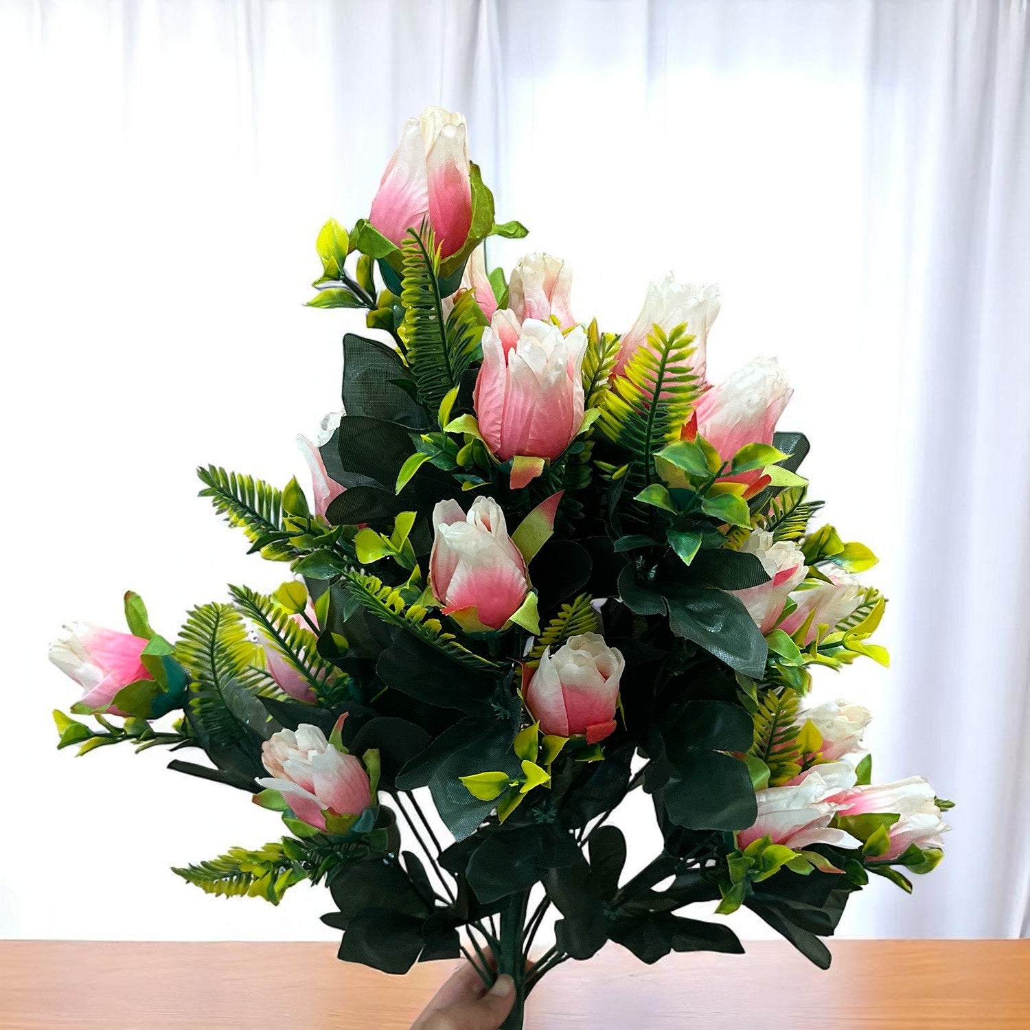 Artificial Flower Rose Bouquets | Fake Flowers Bunch - For Vase, Pot, Home, Balcony, Office Corner, Living Room - 26 Inch - Apkamart #Colour_Multicolor