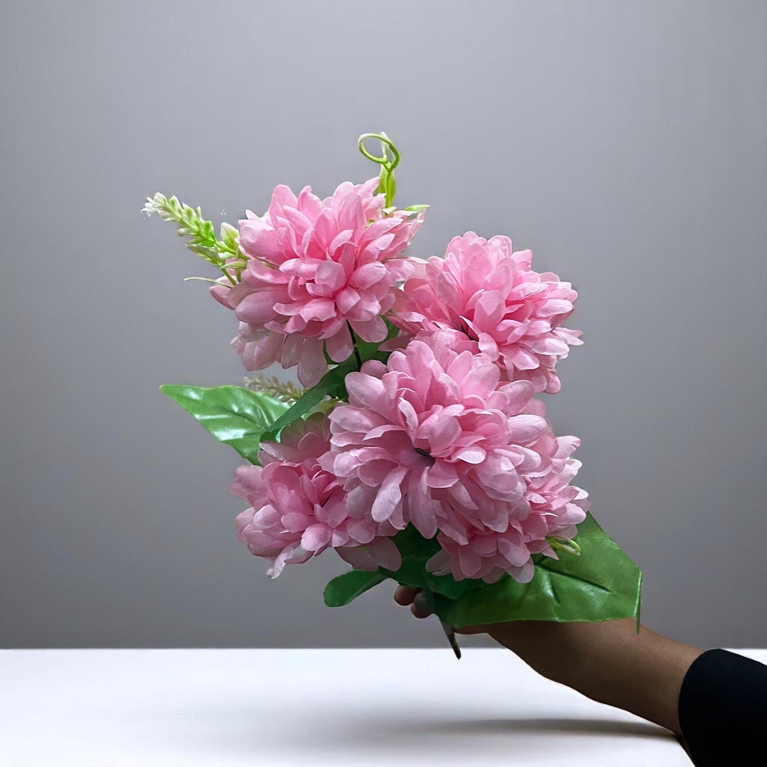 Artificial Flowers Dahlia Bunches for Vase Pot | Faux Flowers Stick - for Home Decor, Living Room, Wedding & Party Decoration (Vase Not Included) - 14 Inch - Apkamart #Colour_Pink