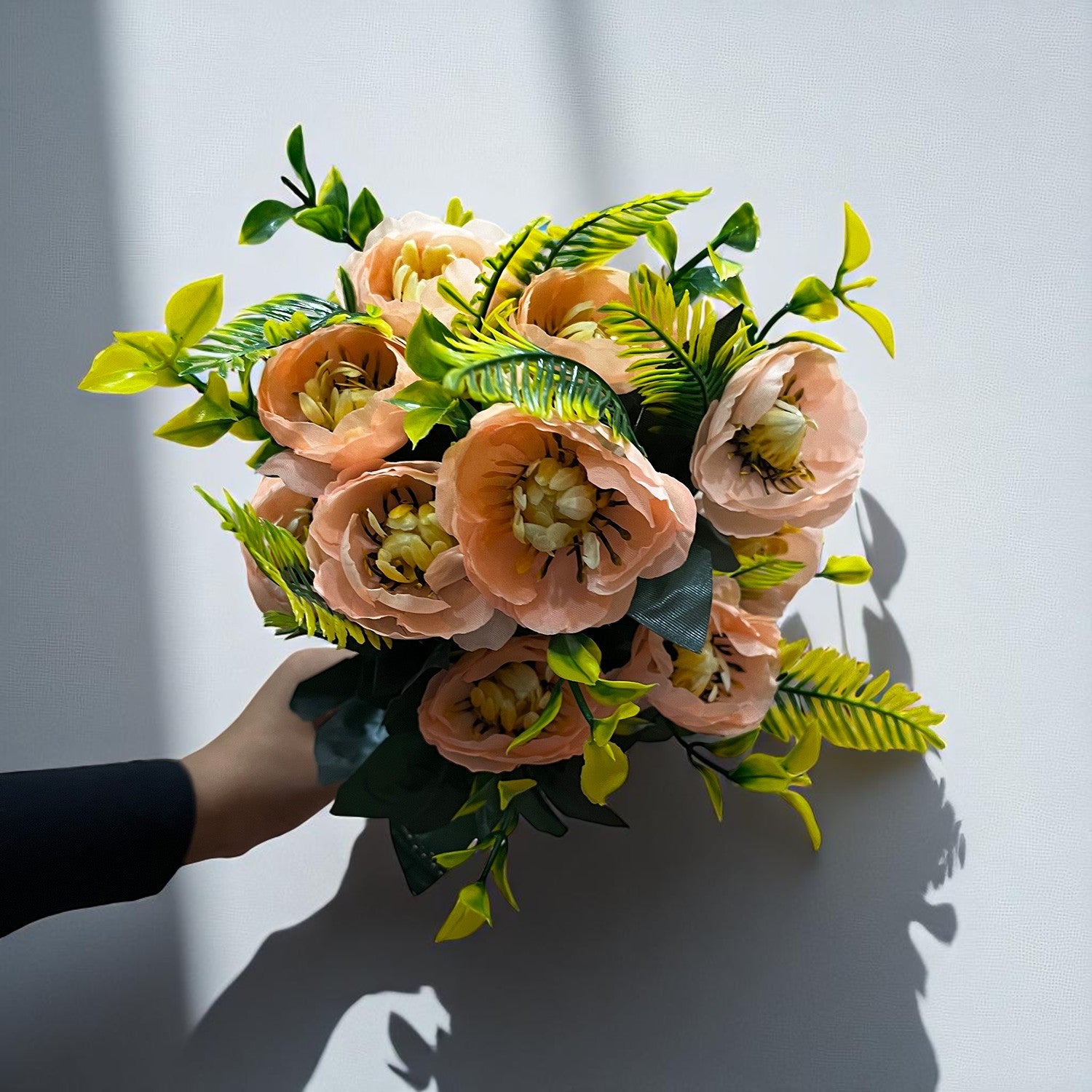 Artificial Flowers Rose Buoquet For Pot | Faux Flower Sticks - for Home Decor, Living Room, Office & Festivals Decoration (Vase Not Included) - 17 Inch - Apkamart #Colour_Orange