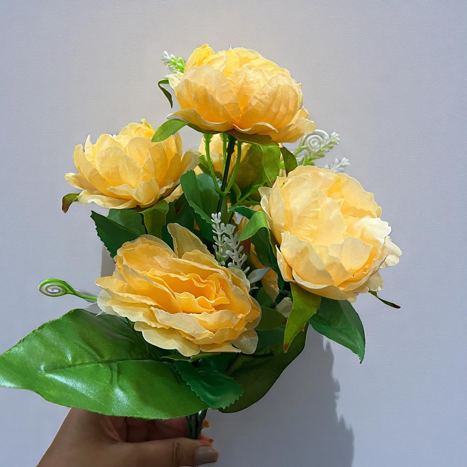 Artificial Flowers Rose Sticks | Faux Flowers Bunch - for Home Decor, Living Room, Office & Festivals Decoration (Vase Not Included) - 15 Inch - Apkamart #Colour_Orange