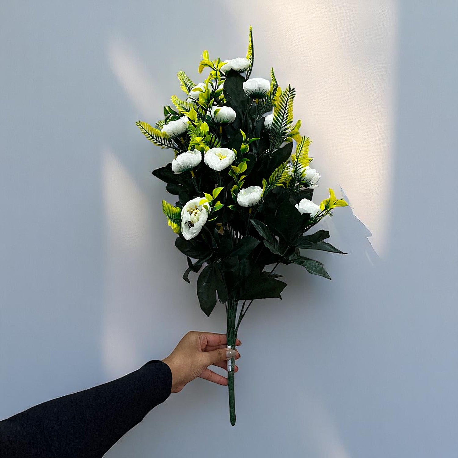 Artificial Flower Bouquets | Fake Flowers Bunch / Sticks - for Vase, Home, Bedroom, Balcony, Office Corner, Living Room (Vase Not Included) - 26 Inch - Apkamart #Colour_White