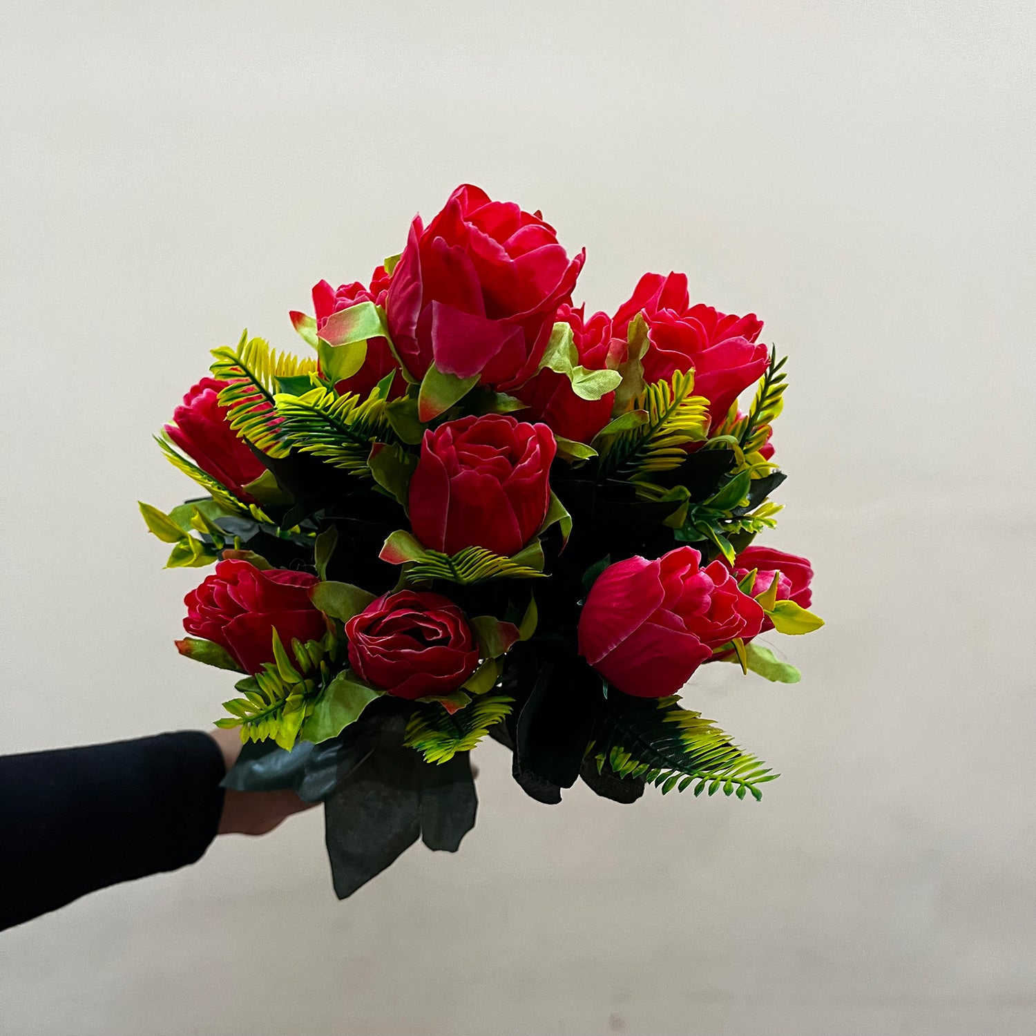 Artificial Flowers Rose Sticks | Faux Flowers Bunch / Bouquet - for Home Decor, Living Room, Office & Festivals Decoration (Vase Not Included) - 15 Inch - Apkamart #Colour_Pink