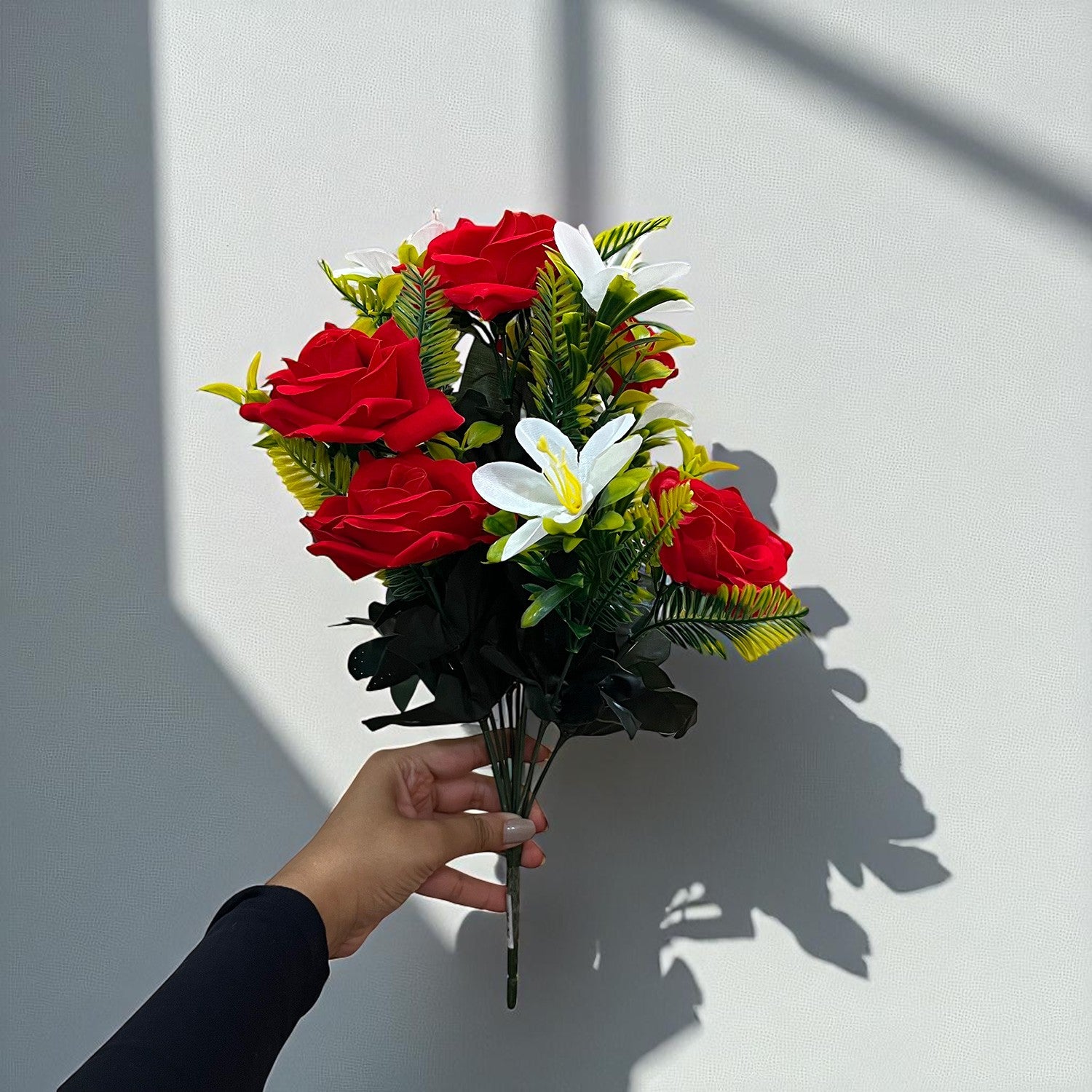 Artificial Flowers Rose Bunches for Vase Pot | Faux Flowers Stem - for Home Decor, Living Room, Office & Festivals Decoration (Vase Not Included) - 16 Inch - Apkamart