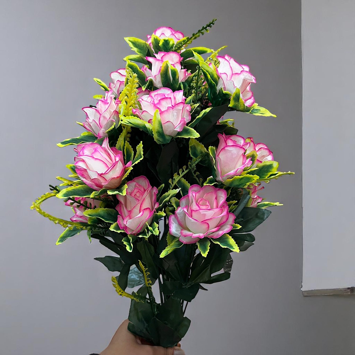 Artificial Flowers Rose Sticks | Faux Flowers Bunch - for Home Decor, Living Room, Office & Festivals Decoration (Vase Not Included) - 27 Inch - Apkamart #Colour_Pink