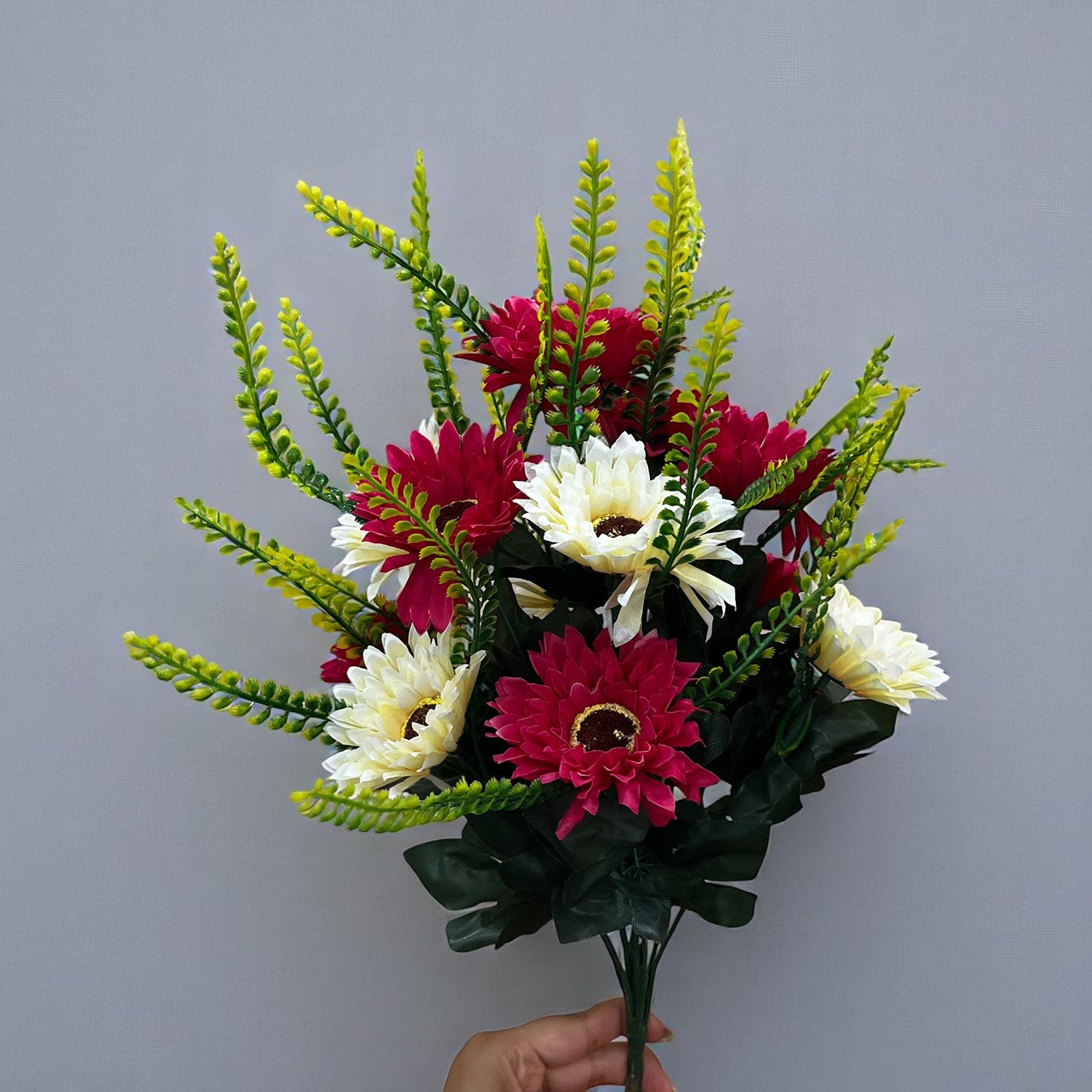 Artificial Flowers - Gerbera Daisy Bunches | Faux Flower Sticks - for Home Decor, Living Room, Office & Festivals Decoration (Vase Not Included) - 14 Inch - Apkamart #Style_Design 2